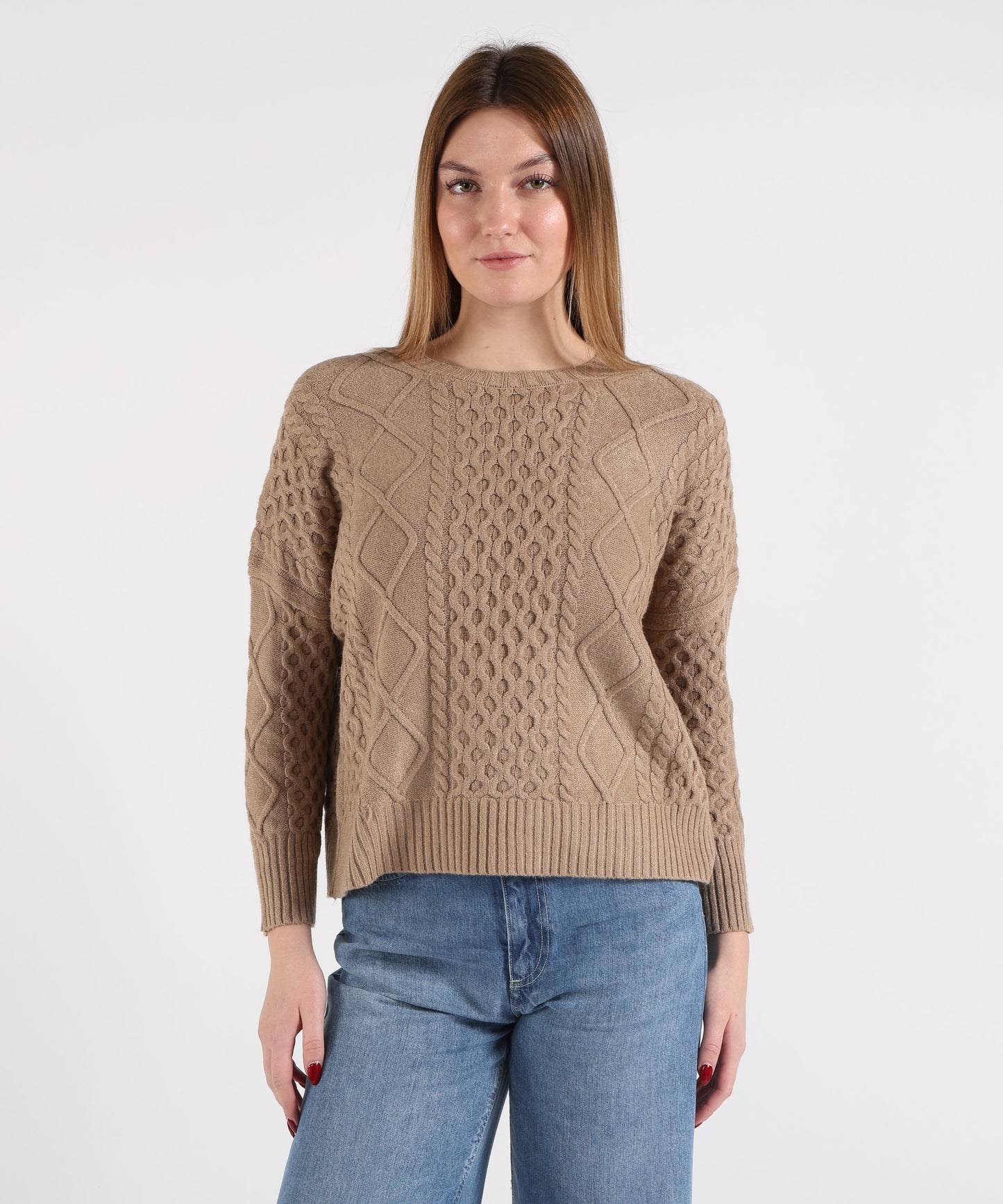 KAOS Women’s Casual Blouse in Silk Blend with Stripes and V-Neck