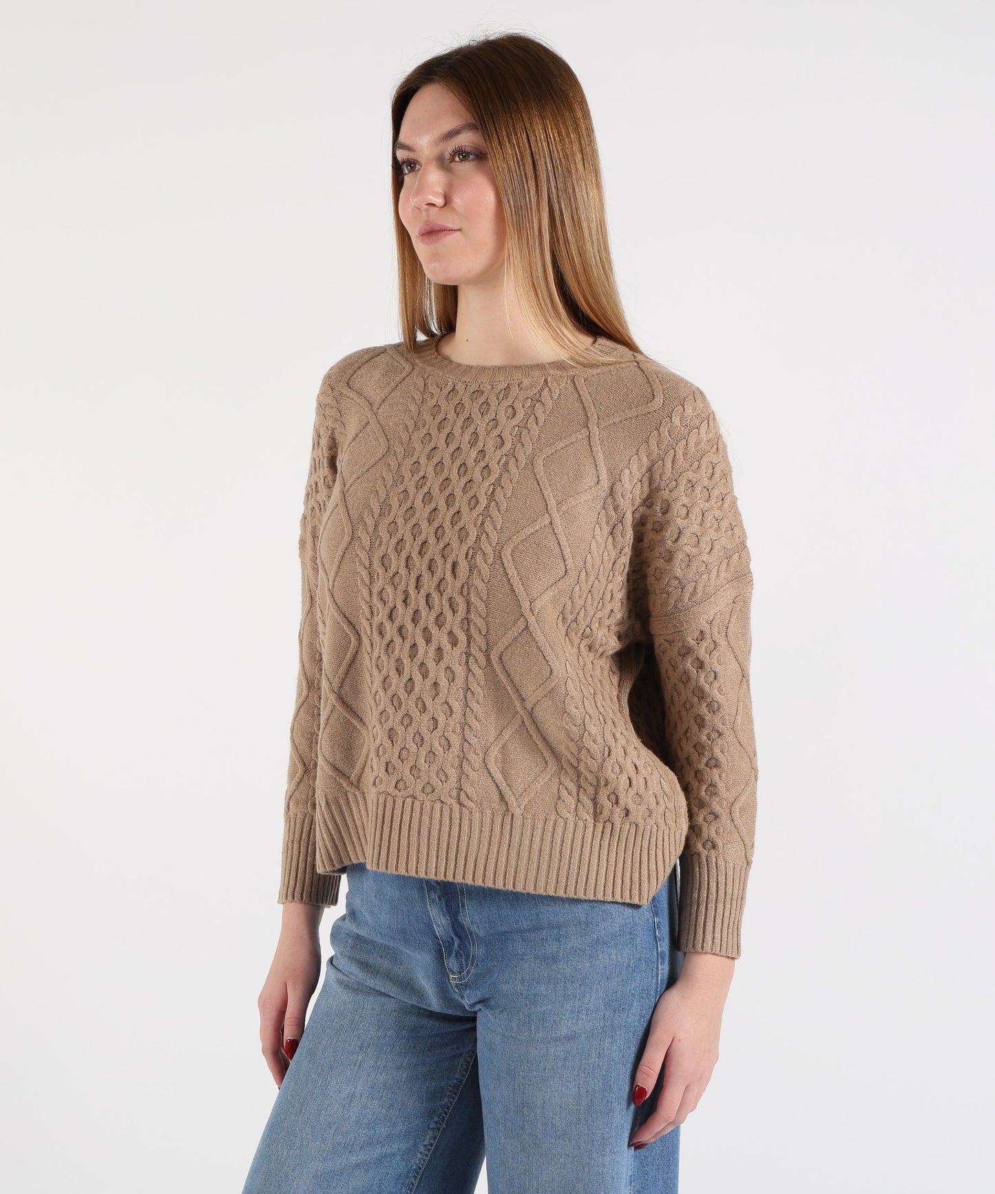 KAOS Women’s Casual Blouse in Silk Blend with Stripes and V-Neck