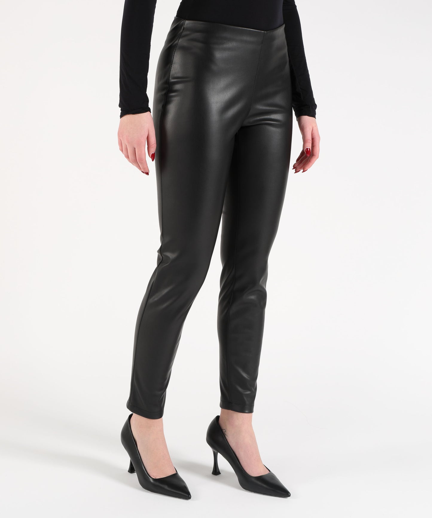 KAOS Women’s Leggings-Style Pants with Elastic Waist and Side Zipper