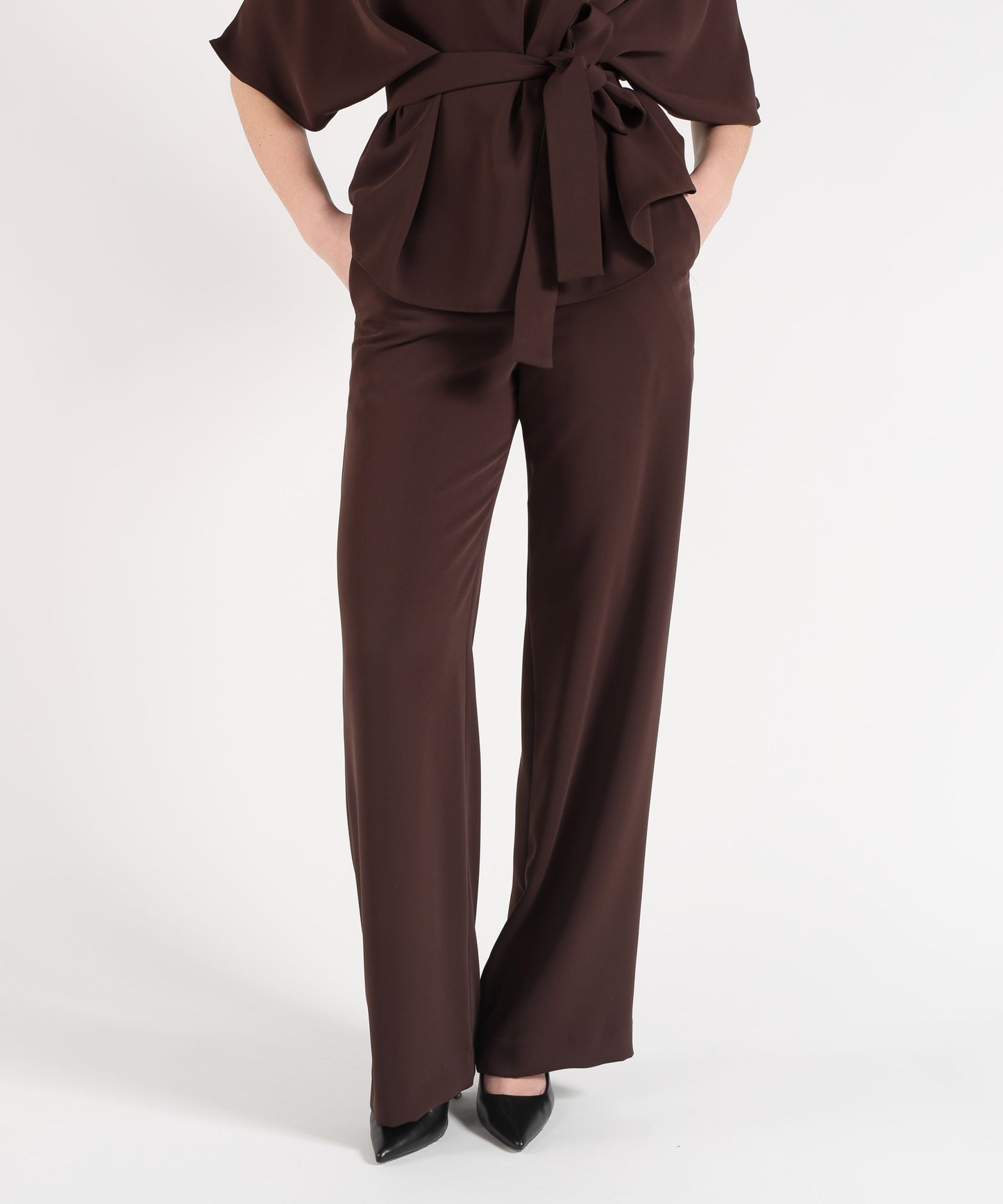 P.A.R.O.S.H. Pantalone Donna Ampio Dritto con Vita Elasticizzata Frontale