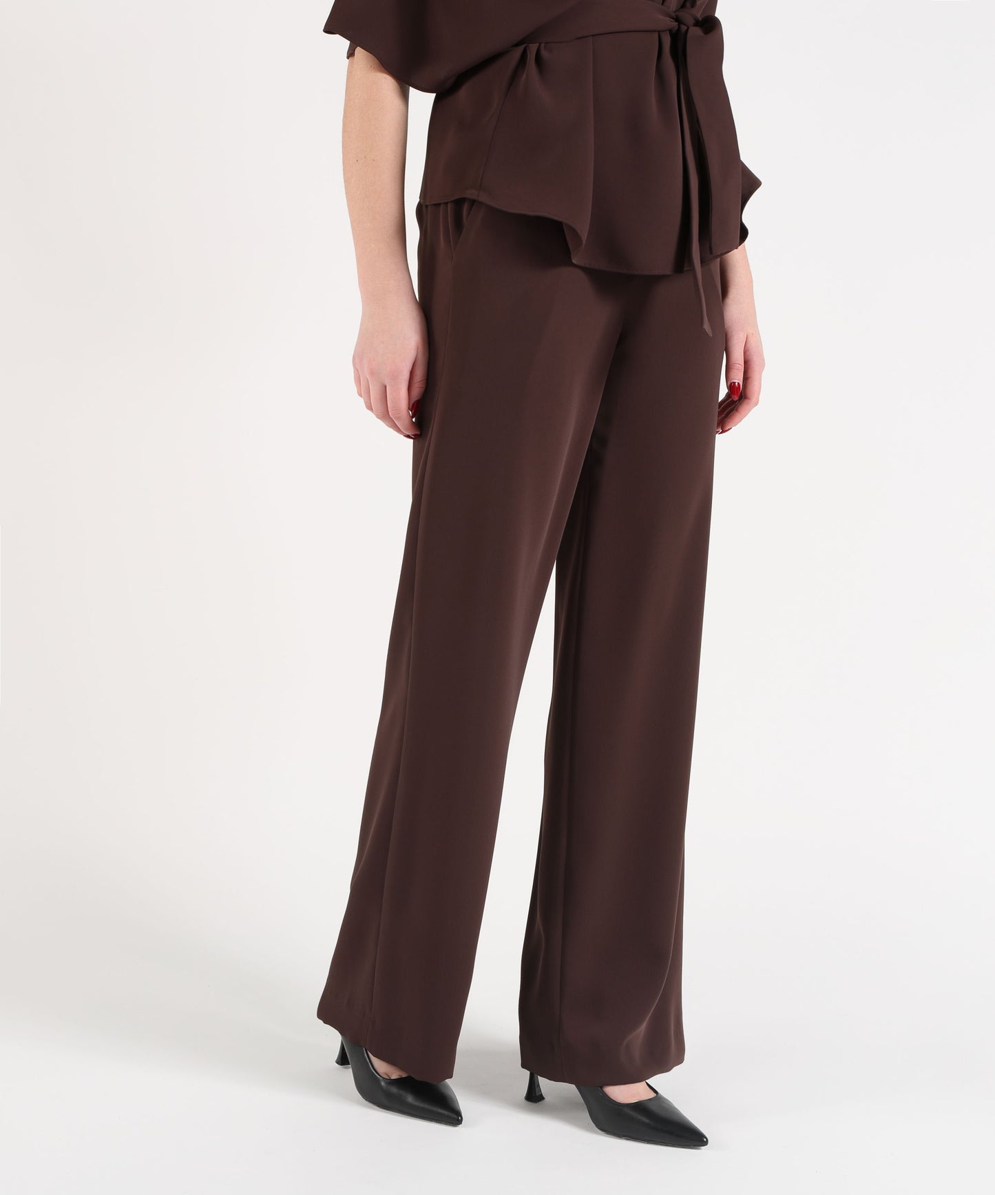 P.A.R.O.S.H. Pantalone Donna Ampio Dritto con Vita Elasticizzata Frontale