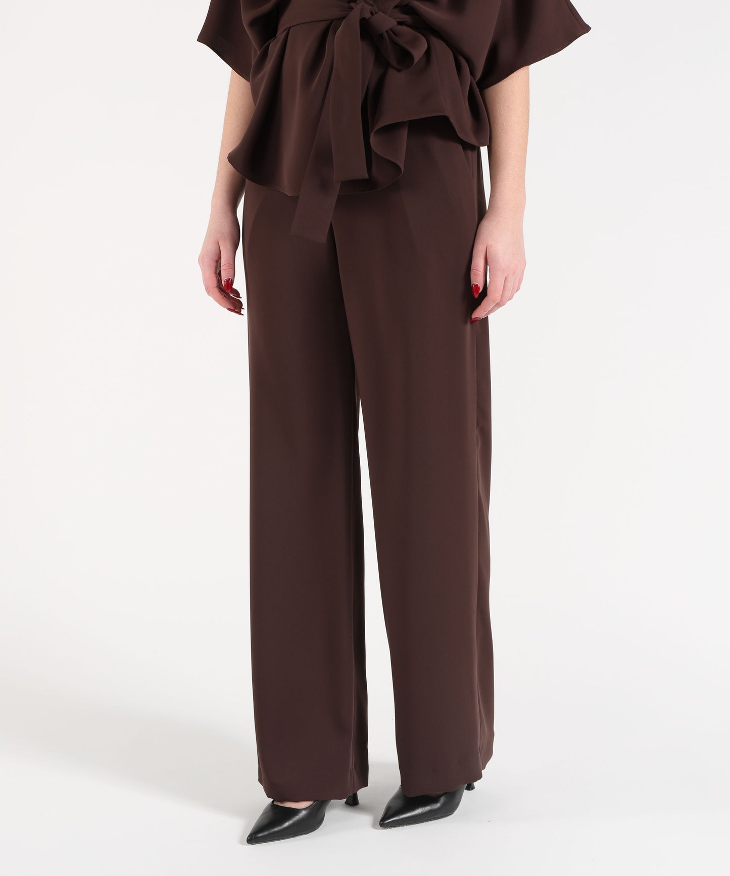 P.A.R.O.S.H. Pantalone Donna Ampio Dritto con Vita Elasticizzata Frontale