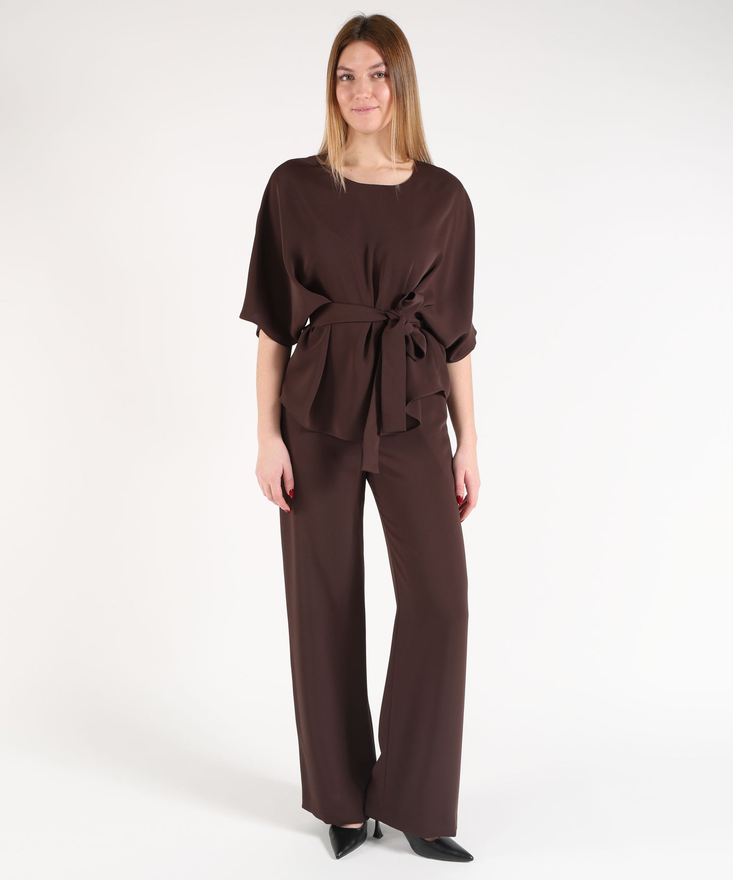 P.A.R.O.S.H. Pantalone Donna Ampio Dritto con Vita Elasticizzata Frontale