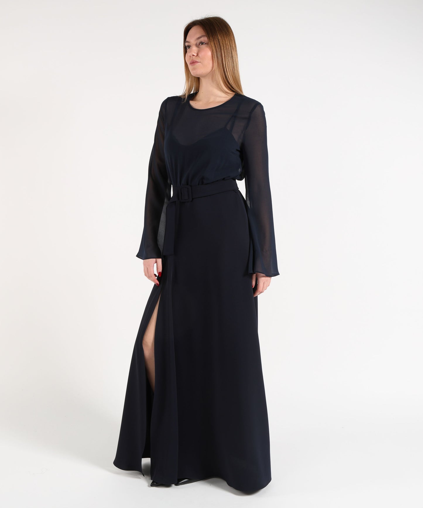 P.A.R.O.S.H. Abito Lungo con Taglio in Vita e Spacco Frontale