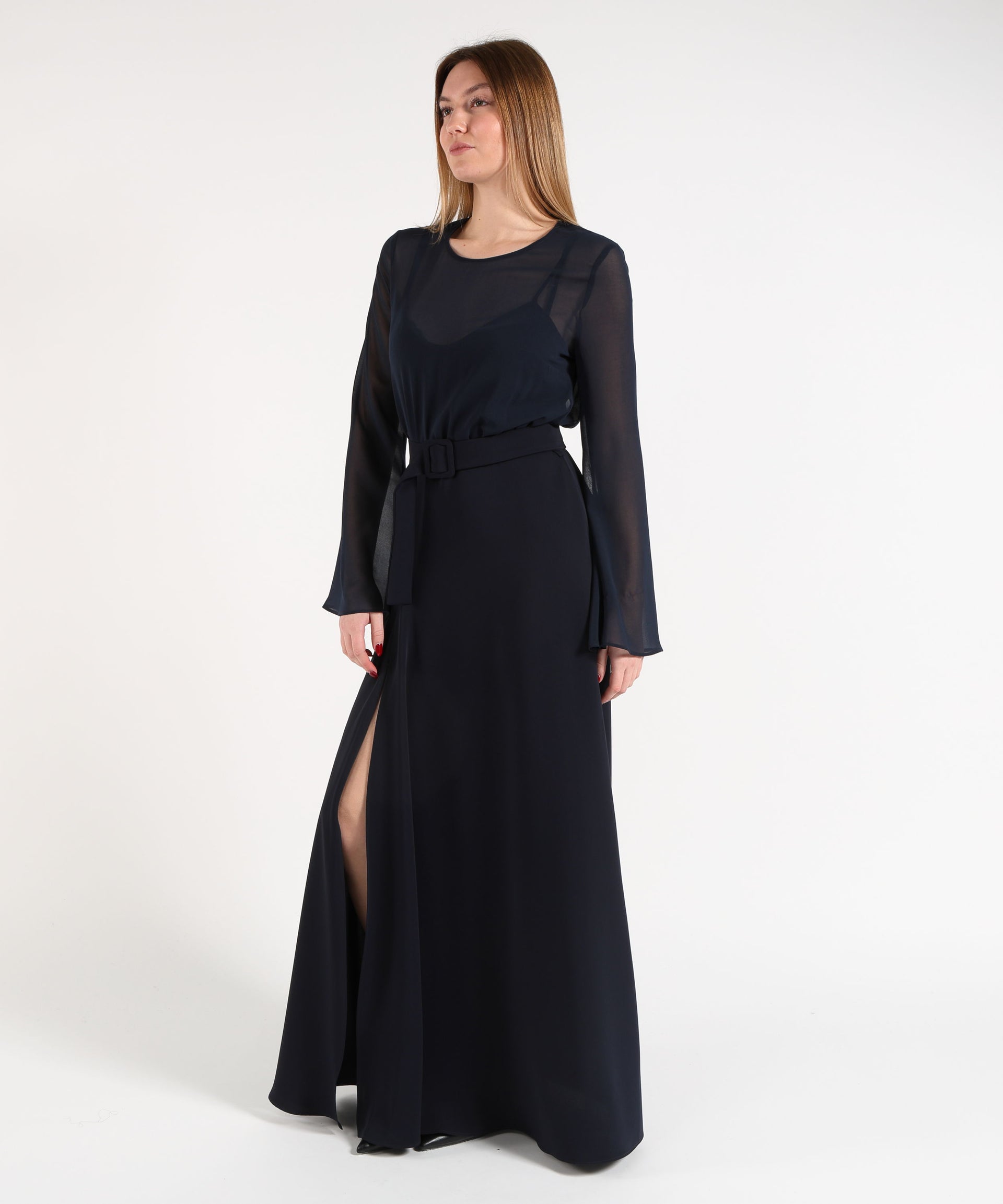 P.A.R.O.S.H. Abito Lungo con Taglio in Vita e Spacco Frontale