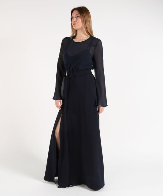 P.A.R.O.S.H. Abito Lungo con Taglio in Vita e Spacco Frontale