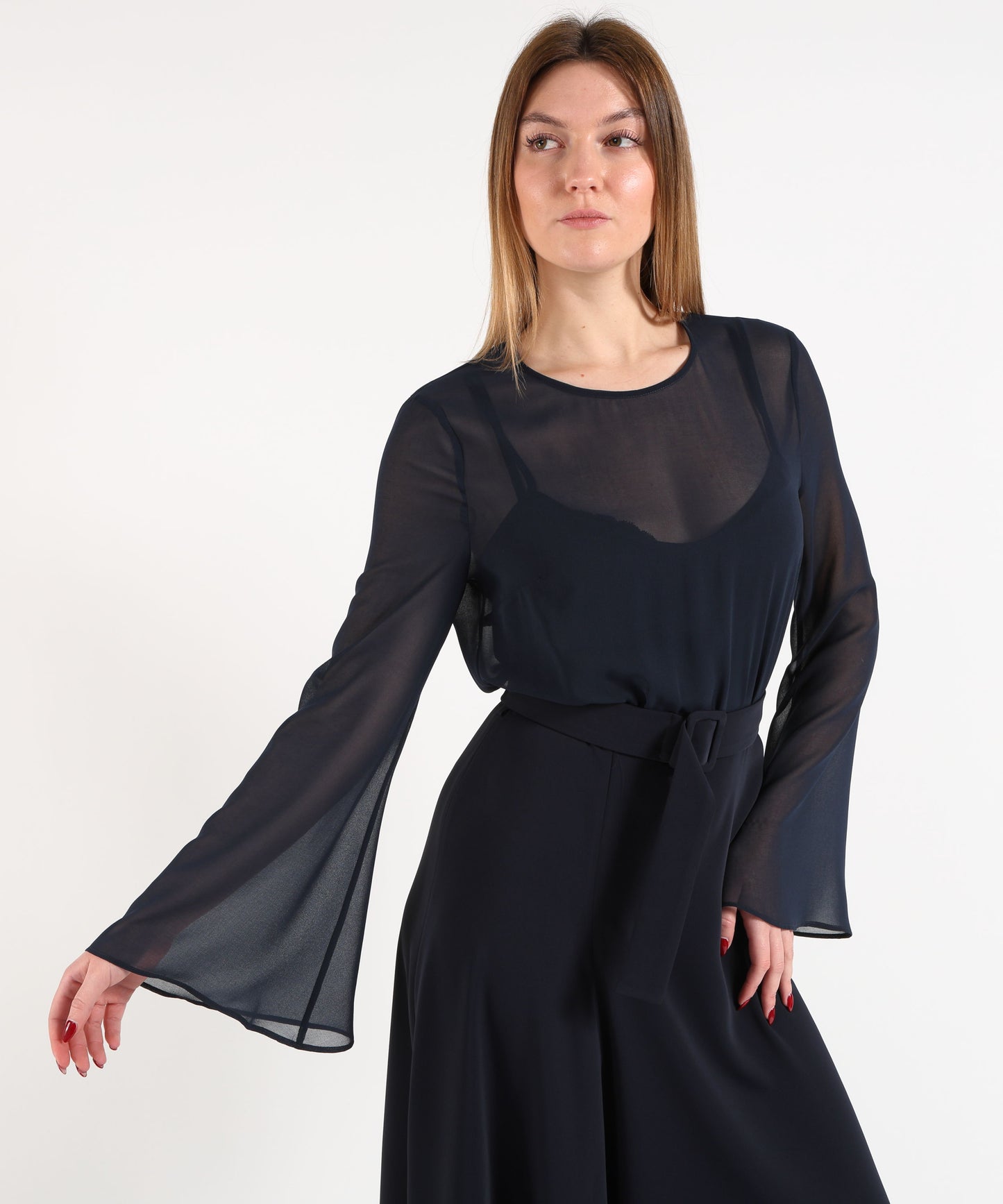 P.A.R.O.S.H. Abito Lungo con Taglio in Vita e Spacco Frontale