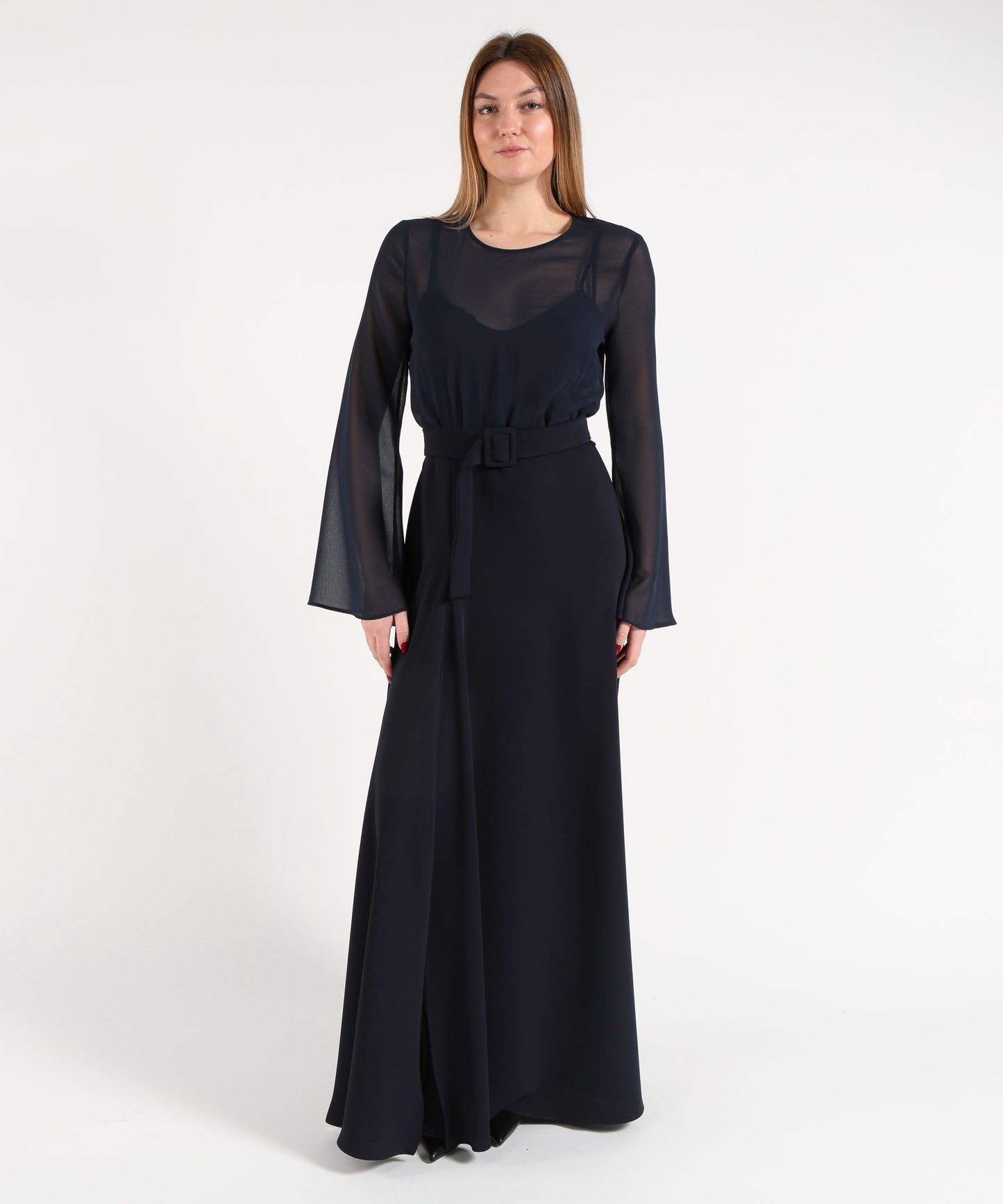 P.A.R.O.S.H. Abito Lungo con Taglio in Vita e Spacco Frontale