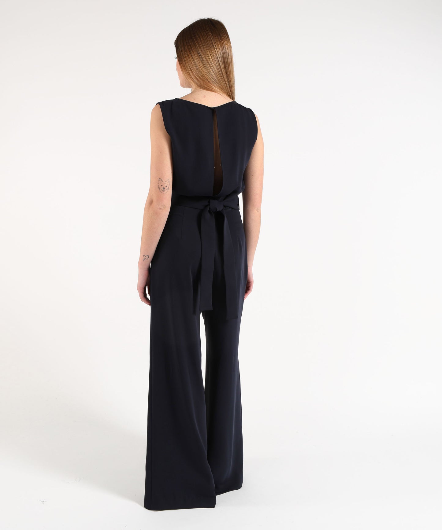 P.A.R.O.S.H. Women’s Wide-Leg Jumpsuit with Waistline Cut and Decorative Belt