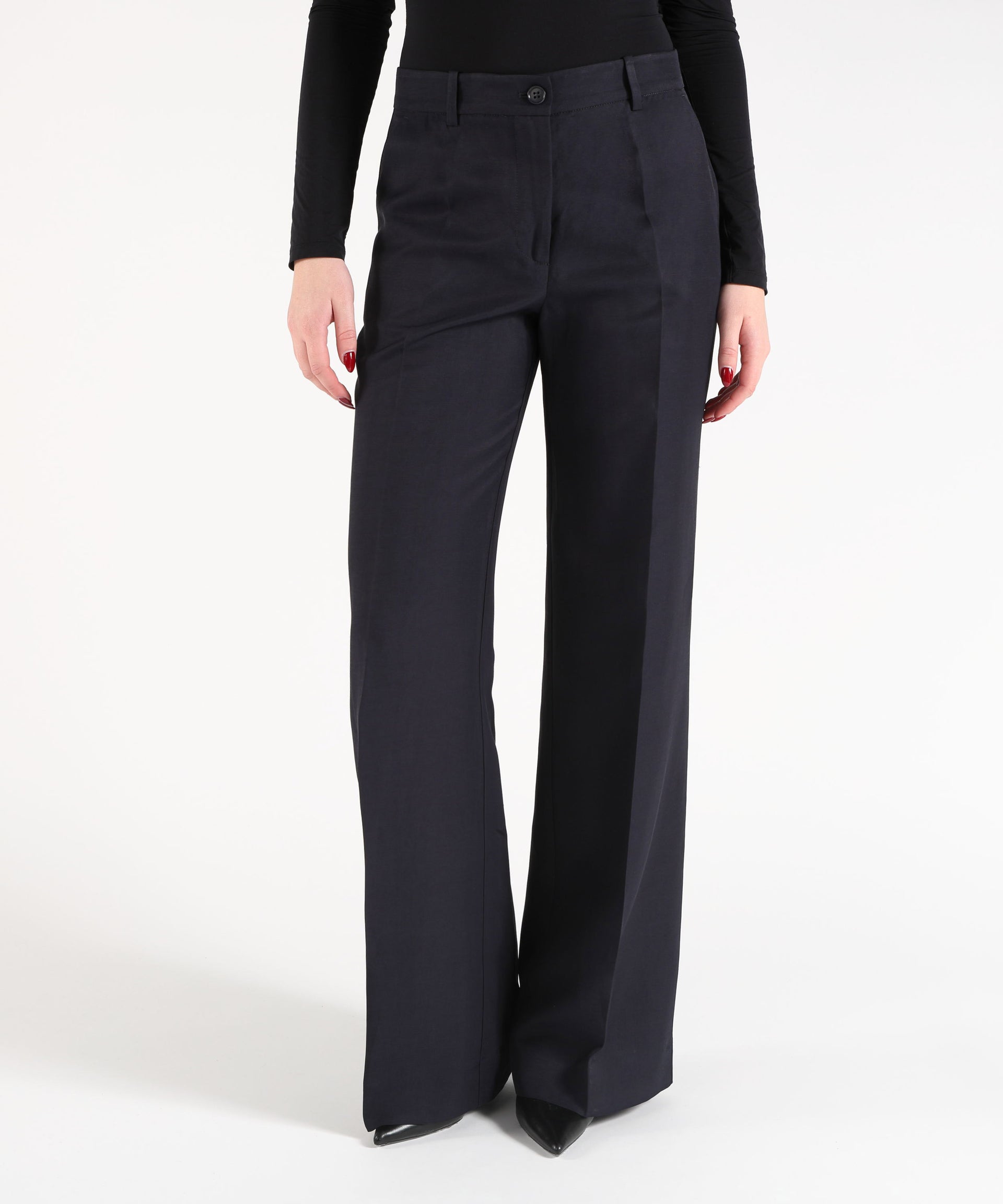 P.A.R.O.S.H. Pantalone Donna Ampio a Vita Regolare con Tasche Laterali