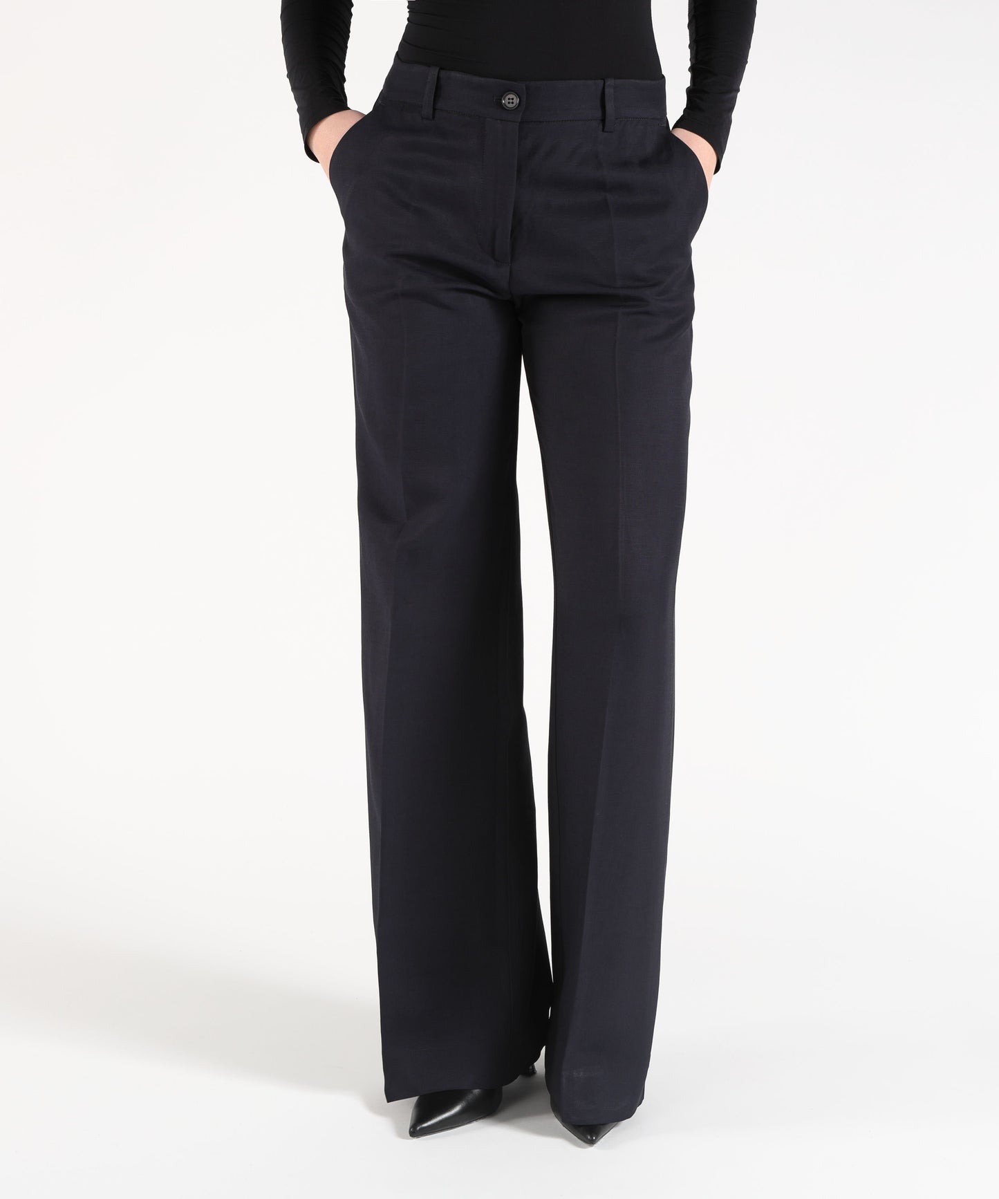 P.A.R.O.S.H. Pantalone Donna Ampio a Vita Regolare con Tasche Laterali