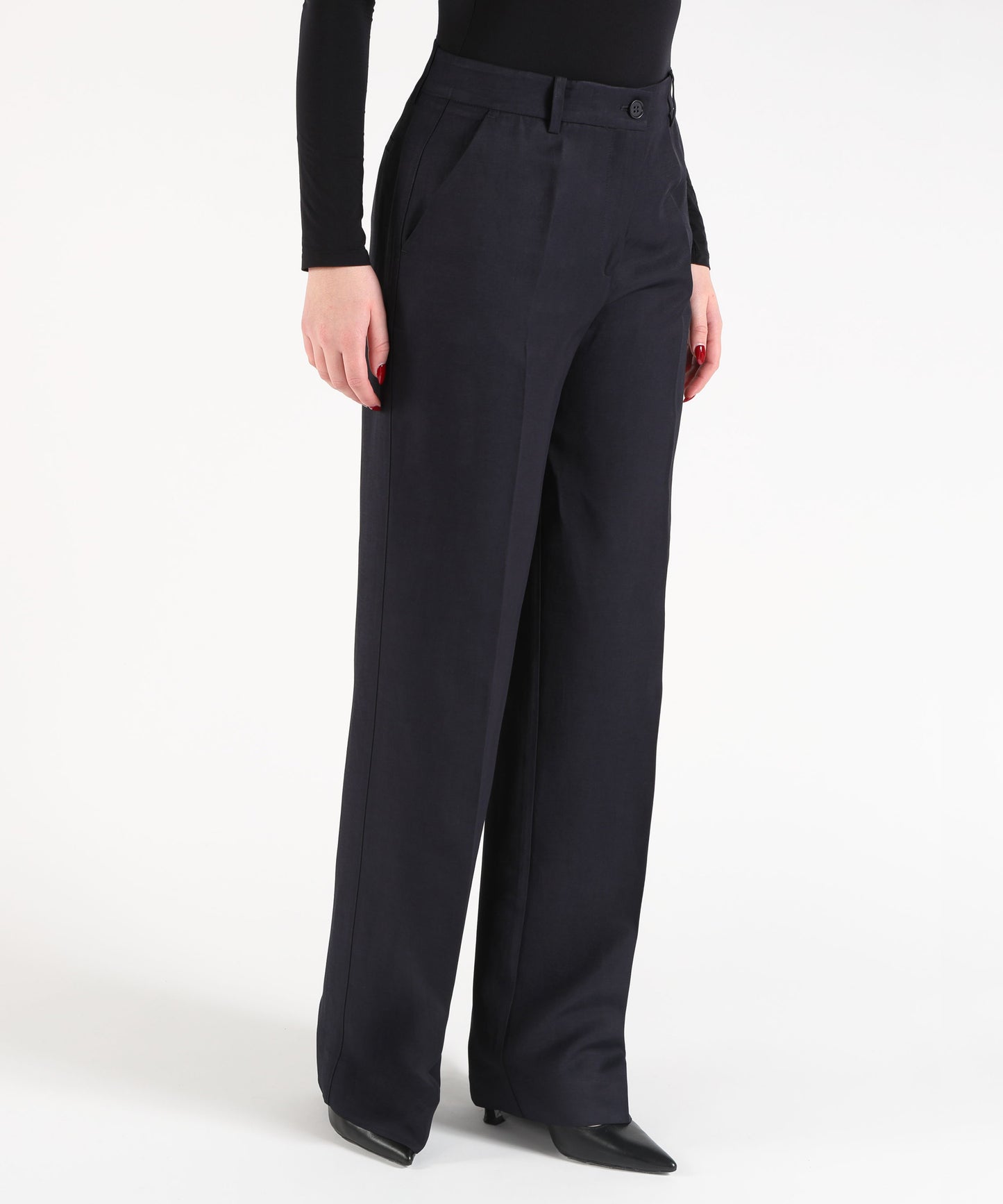 P.A.R.O.S.H. Pantalone Donna Ampio a Vita Regolare con Tasche Laterali