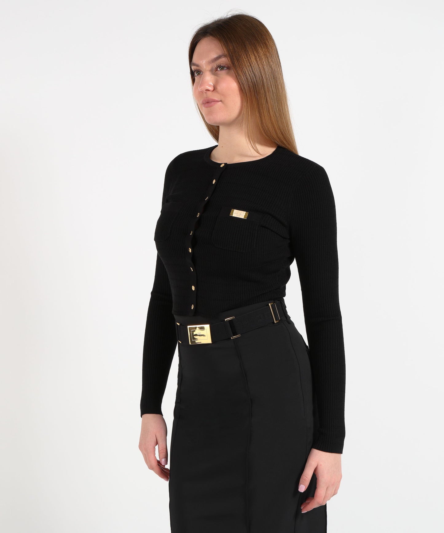 ELISABETTA FRANCHI Cardigan in maglia a micro-trecce