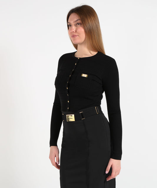 ELISABETTA FRANCHI Cardigan in maglia a micro-trecce