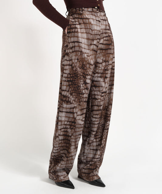 ELISABETTA FRANCHI Pantaloni in jersey leggero con stampa alligatore