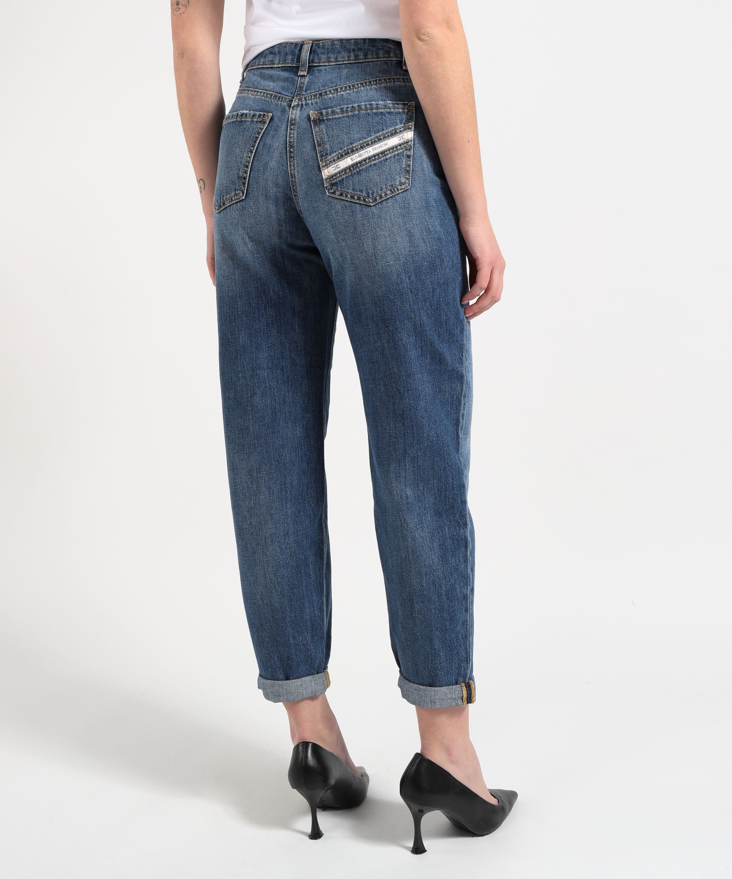 ELISABETTA FRANCHI Jeans a ovetto con lucchetto gioiello