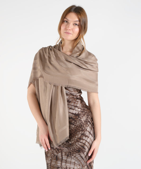 ELISABETTA FRANCHI Foulard in viscosa e modal con righe jacquard