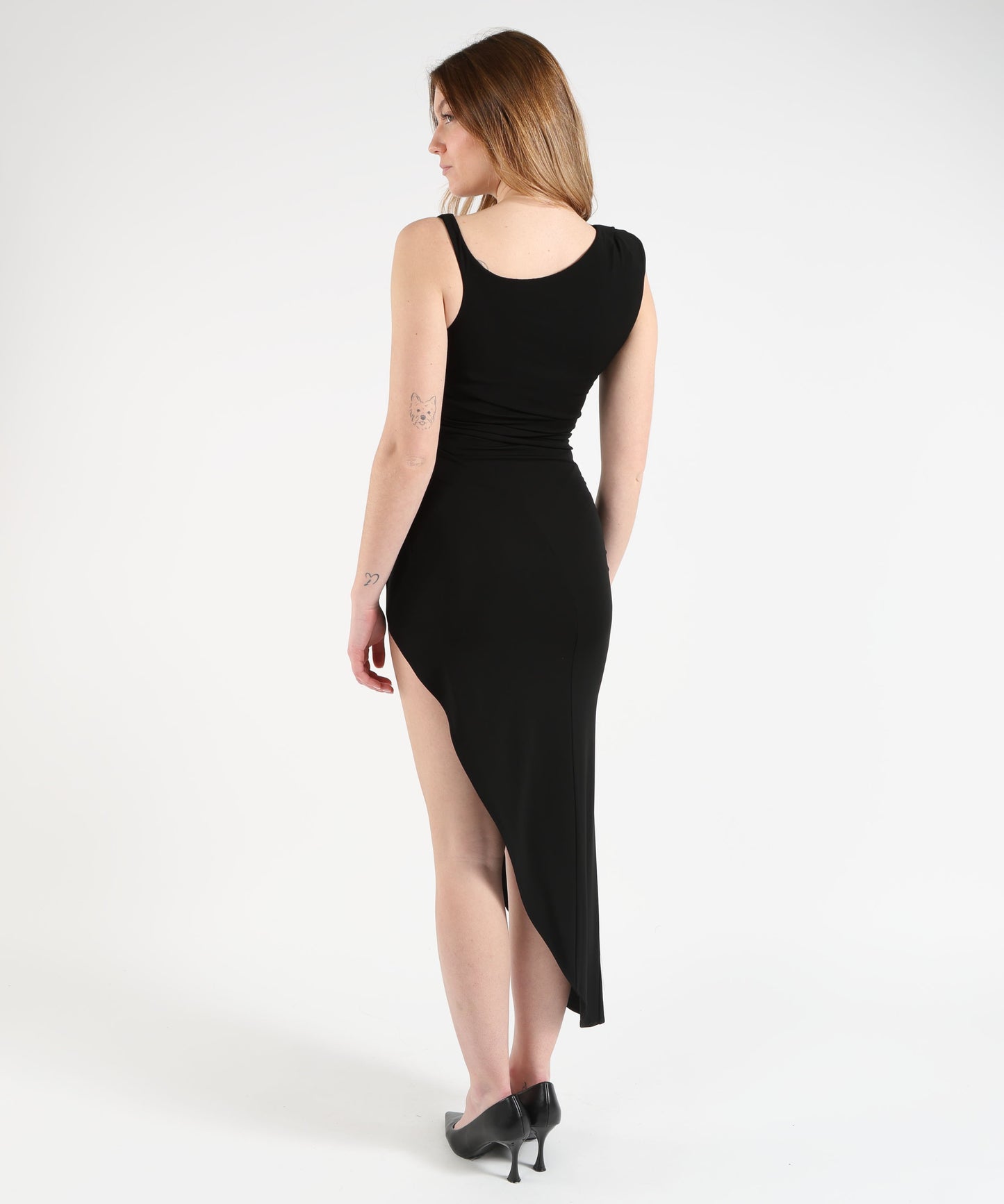 ELISABETTA FRANCHI Abito in jersey crêpe con spallina gioiello