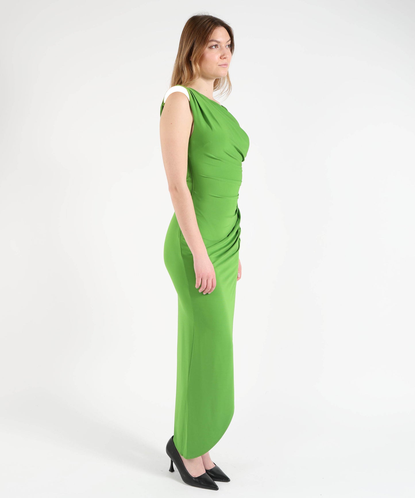 ELISABETTA FRANCHI Abito in jersey crêpe con spallina gioiello