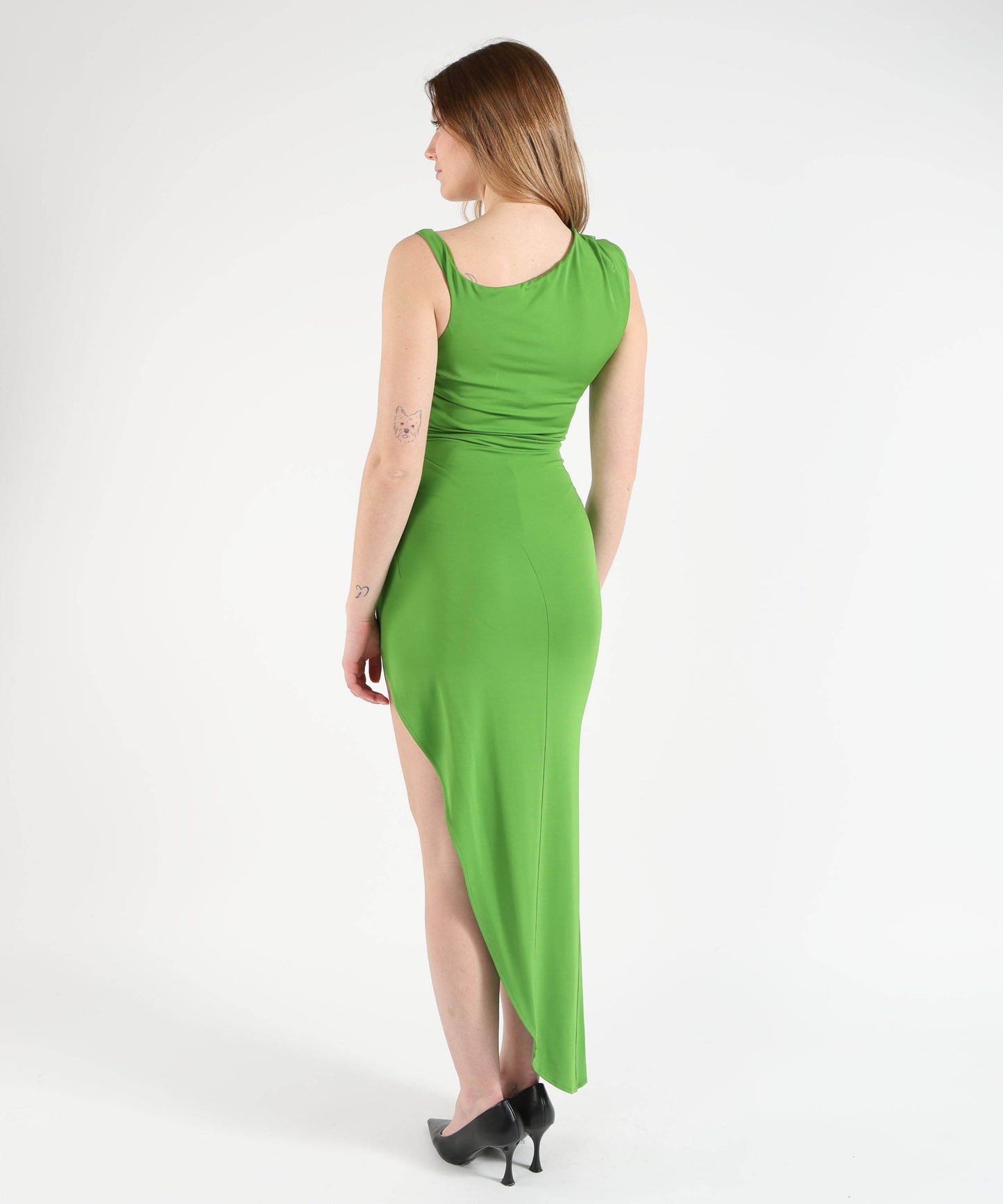 ELISABETTA FRANCHI Abito in jersey crêpe con spallina gioiello