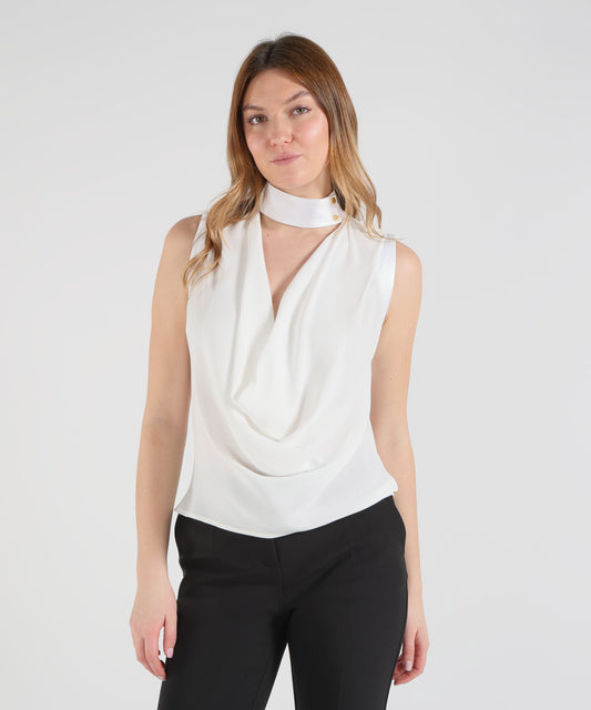 ELISABETTA FRANCHI Top in georgette di viscosa