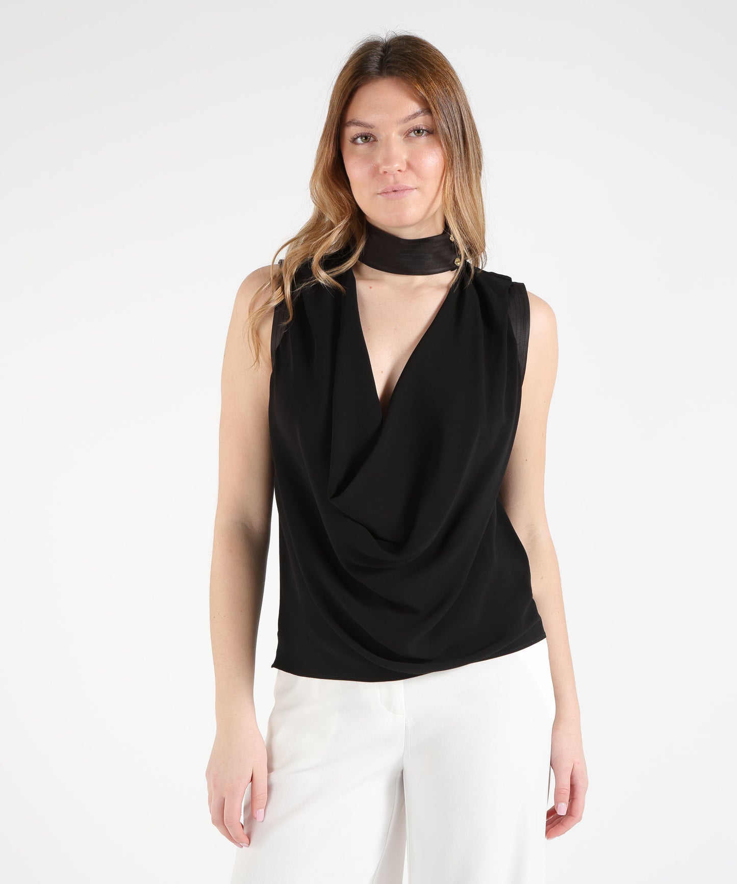 ELISABETTA FRANCHI Top in georgette di viscosa