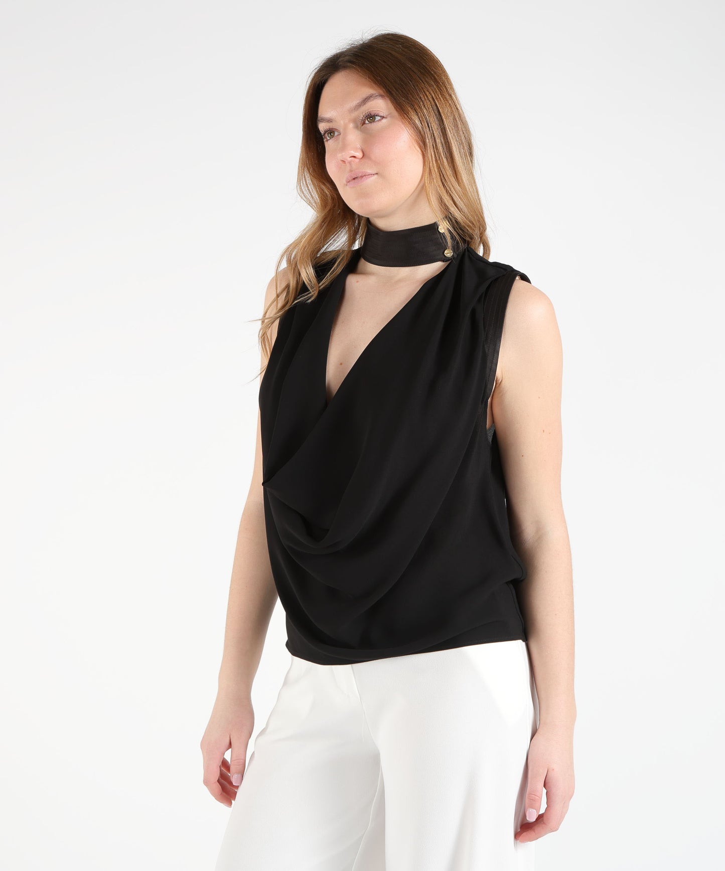 ELISABETTA FRANCHI Top in georgette di viscosa