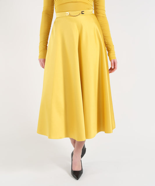 ELISABETTA FRANCHI Gonna in duchesse con logo gioiello