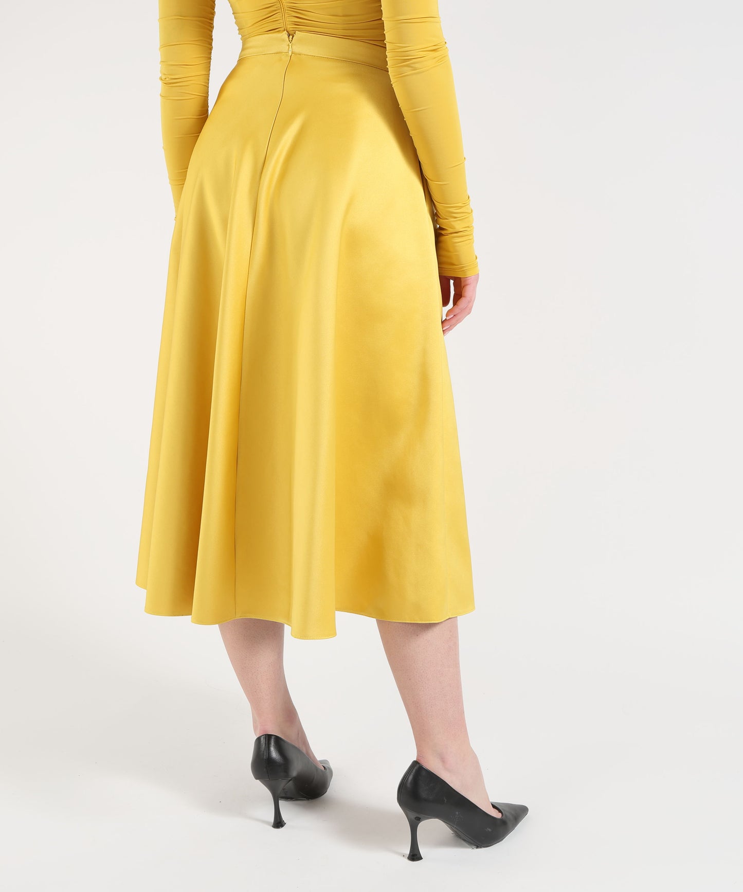 ELISABETTA FRANCHI Gonna in duchesse con logo gioiello