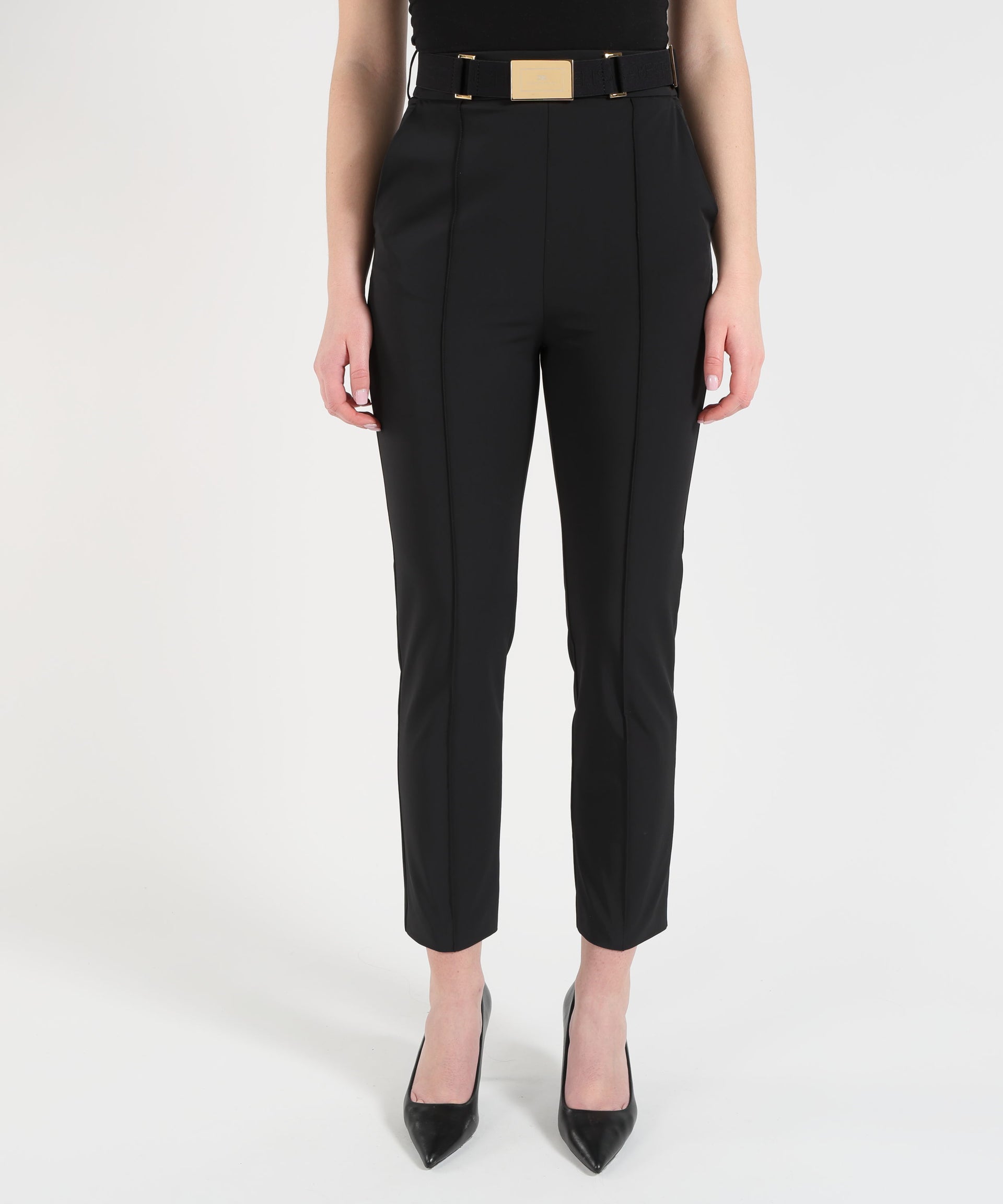 ELISABETTA FRANCHI Pantaloni in tessuto tecnico bielastico con cintura