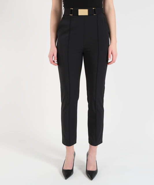 ELISABETTA FRANCHI Pantaloni in tessuto tecnico bielastico con cintura