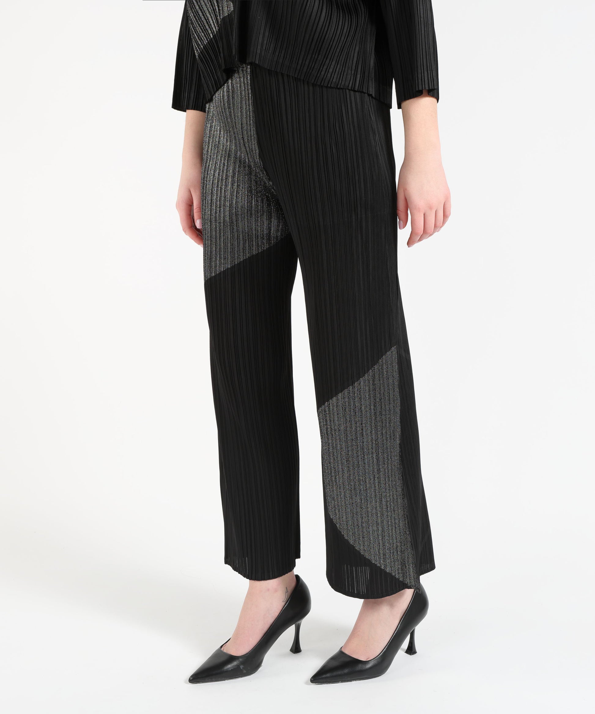 Pantaloni MEIMEI Pantalone plissè Nero/silver | MEIMEI