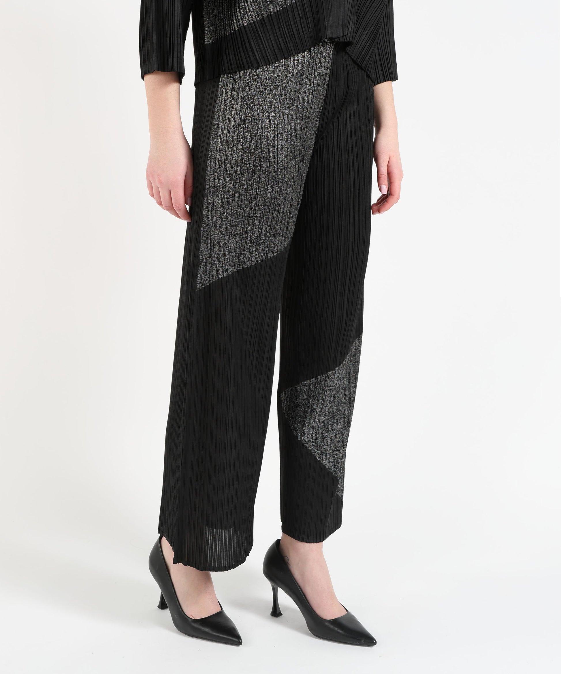 Pantaloni MEIMEI Pantalone plissè Nero/silver | MEIMEI