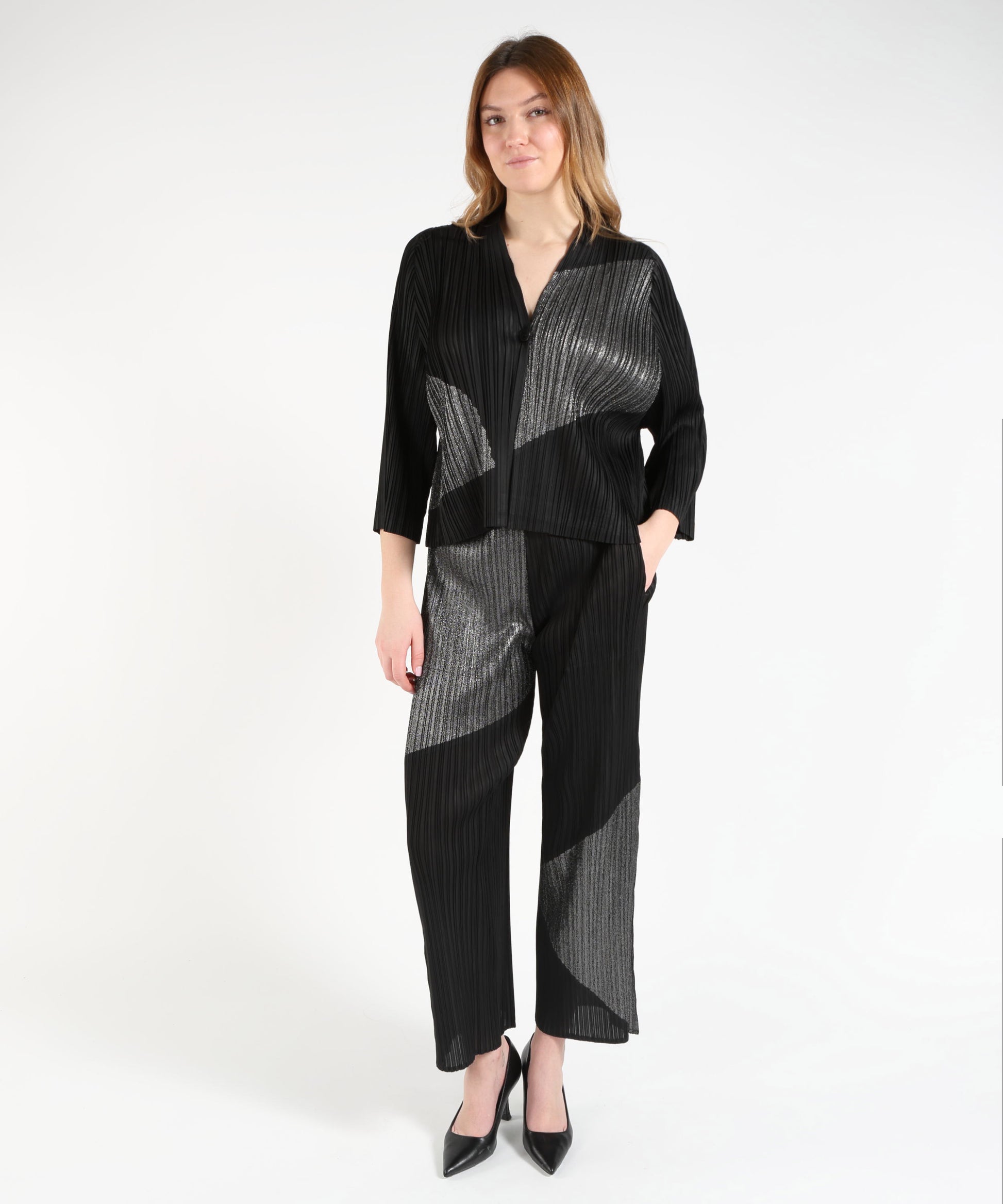 Pantaloni MEIMEI Pantalone plissè Nero/silver | MEIMEI