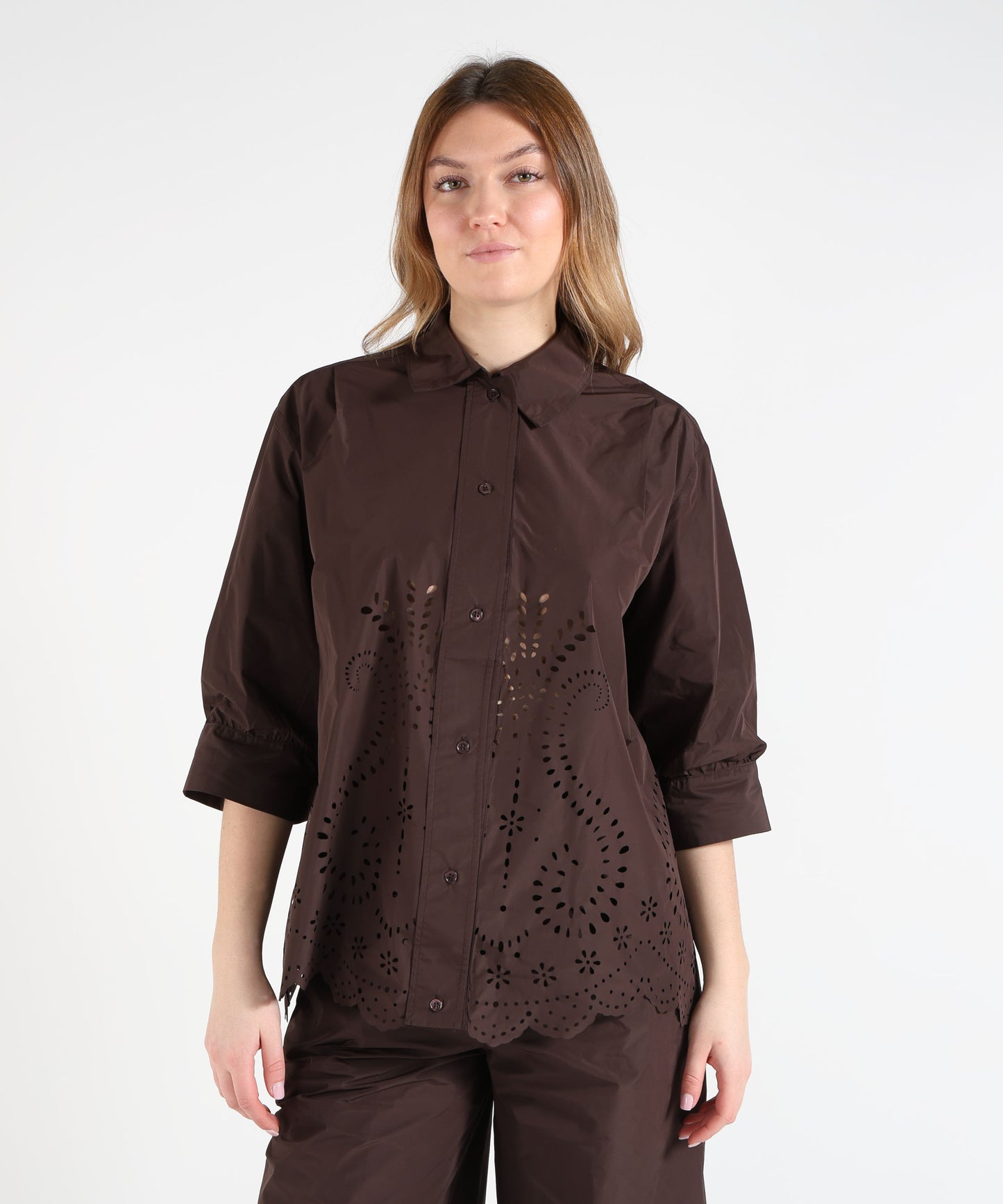MEIMEI Camicia in taffeta' con orlo smerlato