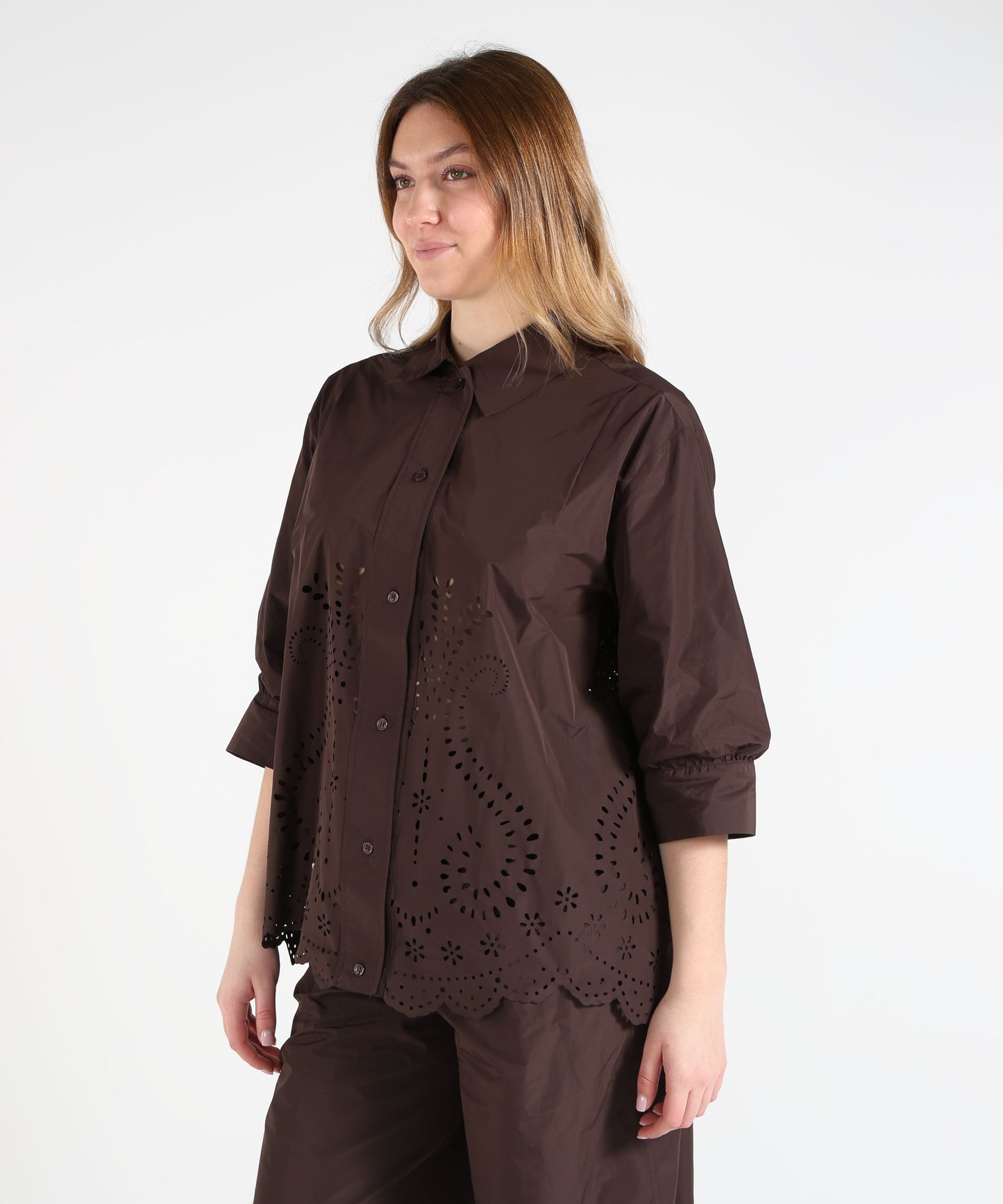 MEIMEI Camicia in taffeta' con orlo smerlato