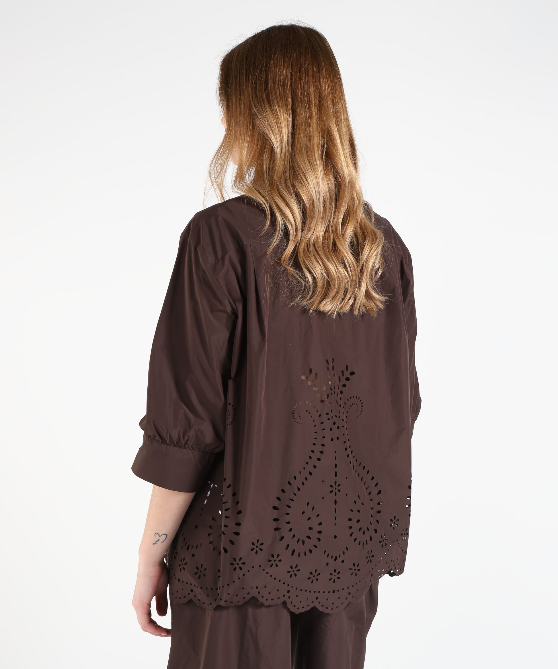 Camicie MEIMEI Camicia in taffeta' con orlo smerlato Marrone | MEIMEI