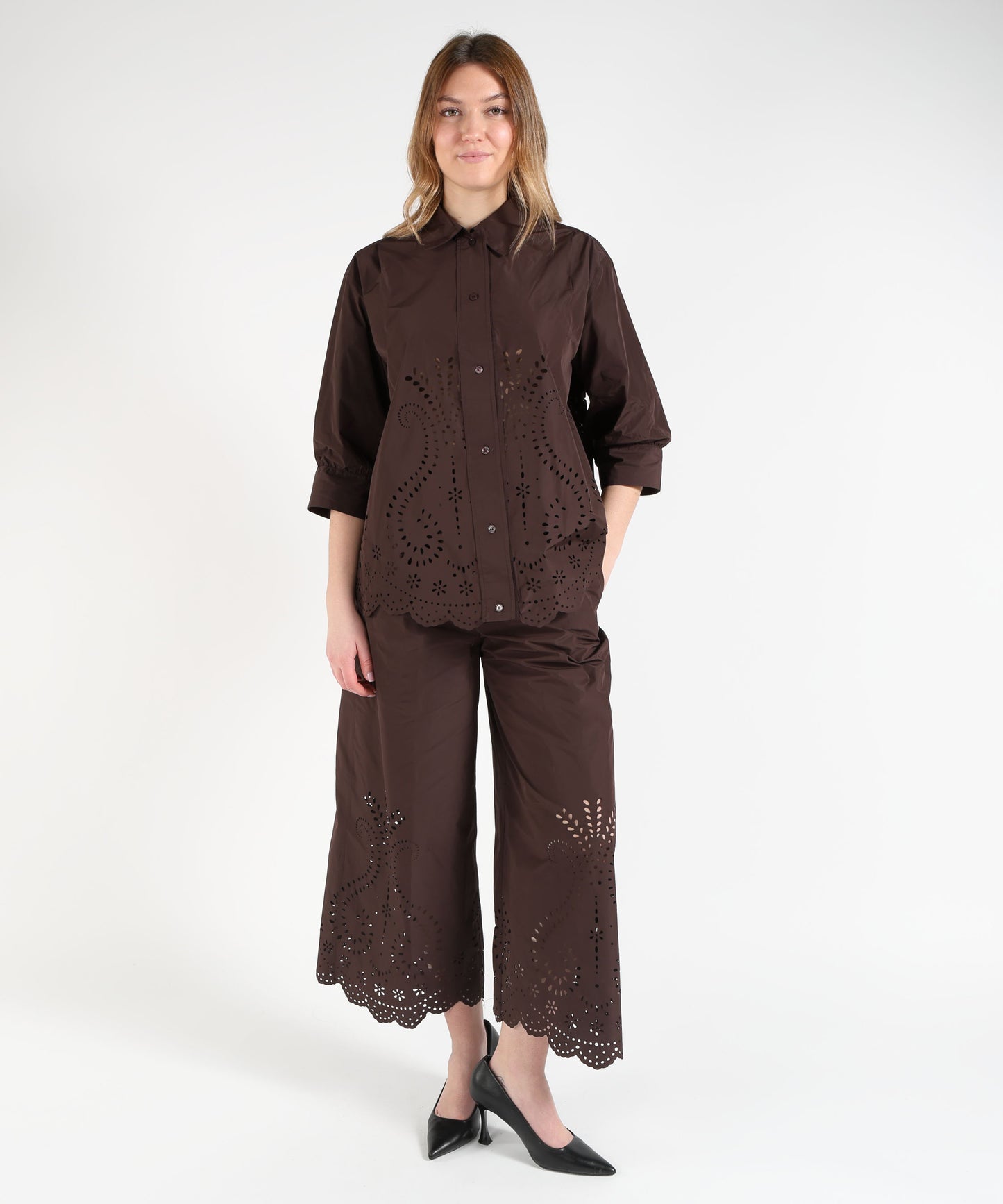 MEIMEI Pantalone con orlo laserato