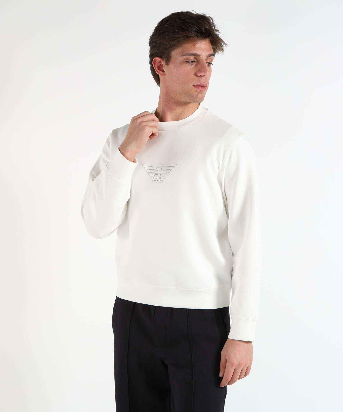 EMPORIO ARMANI Crew-neck sweatshirt in stretch double-jersey