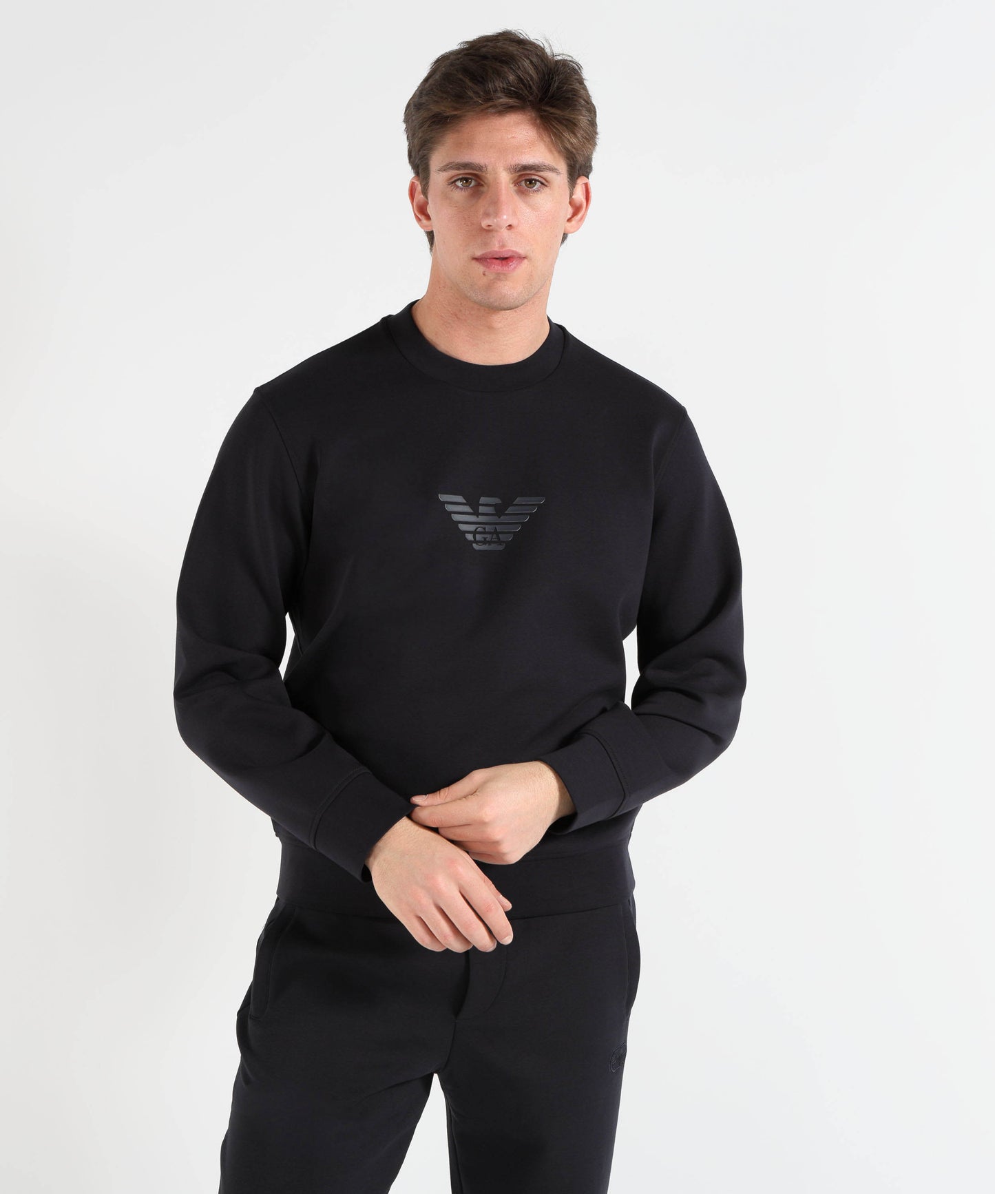 EMPORIO ARMANI Crew-neck sweatshirt in stretch double-jersey
