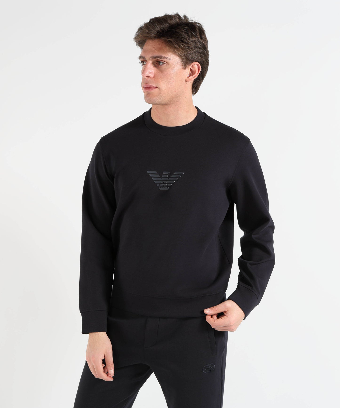 EMPORIO ARMANI Crew-neck sweatshirt in stretch double-jersey