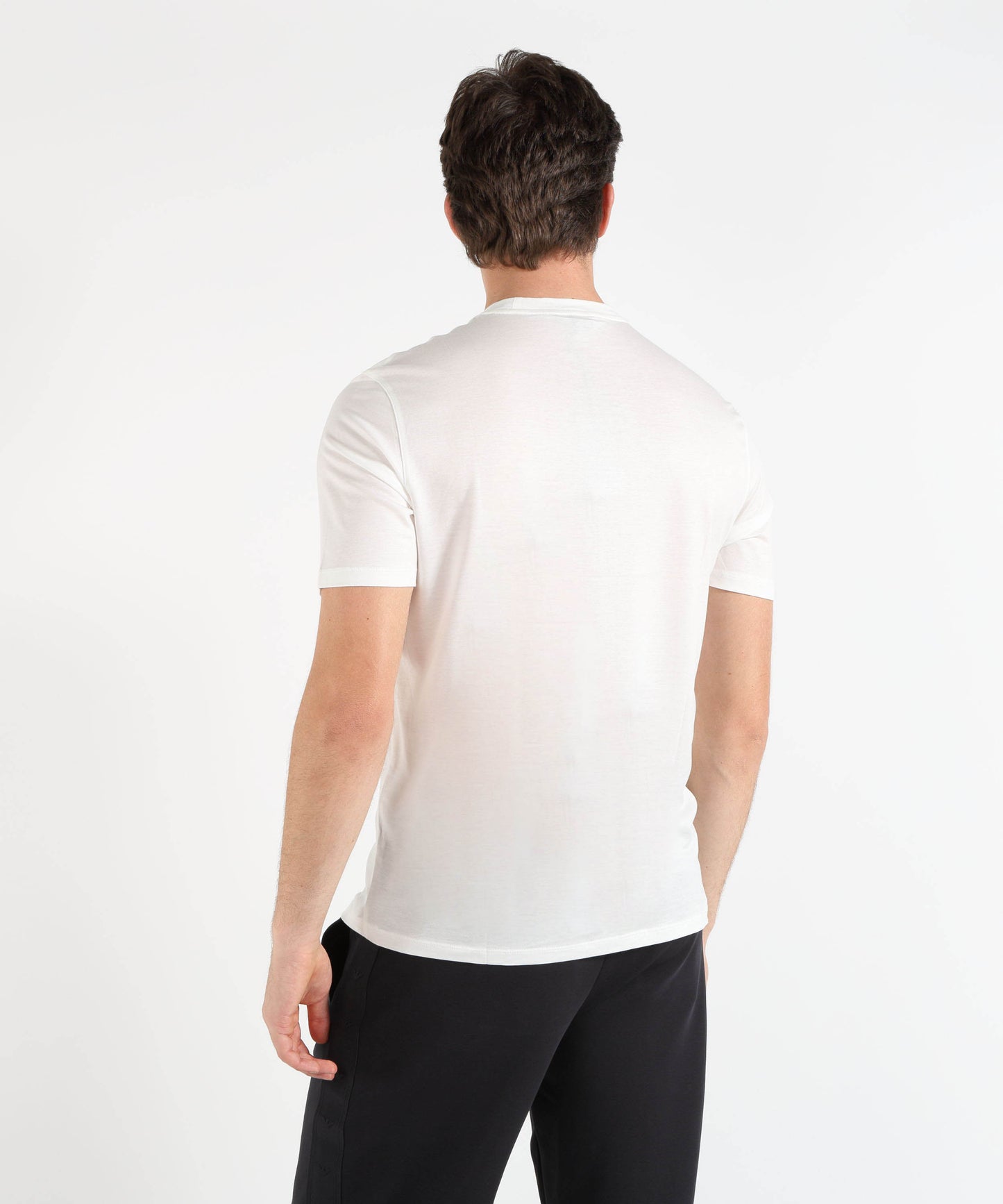 EMPORIO ARMANI Crew-neck T-shirt in lyocell-blend jersey with embossed embroidery