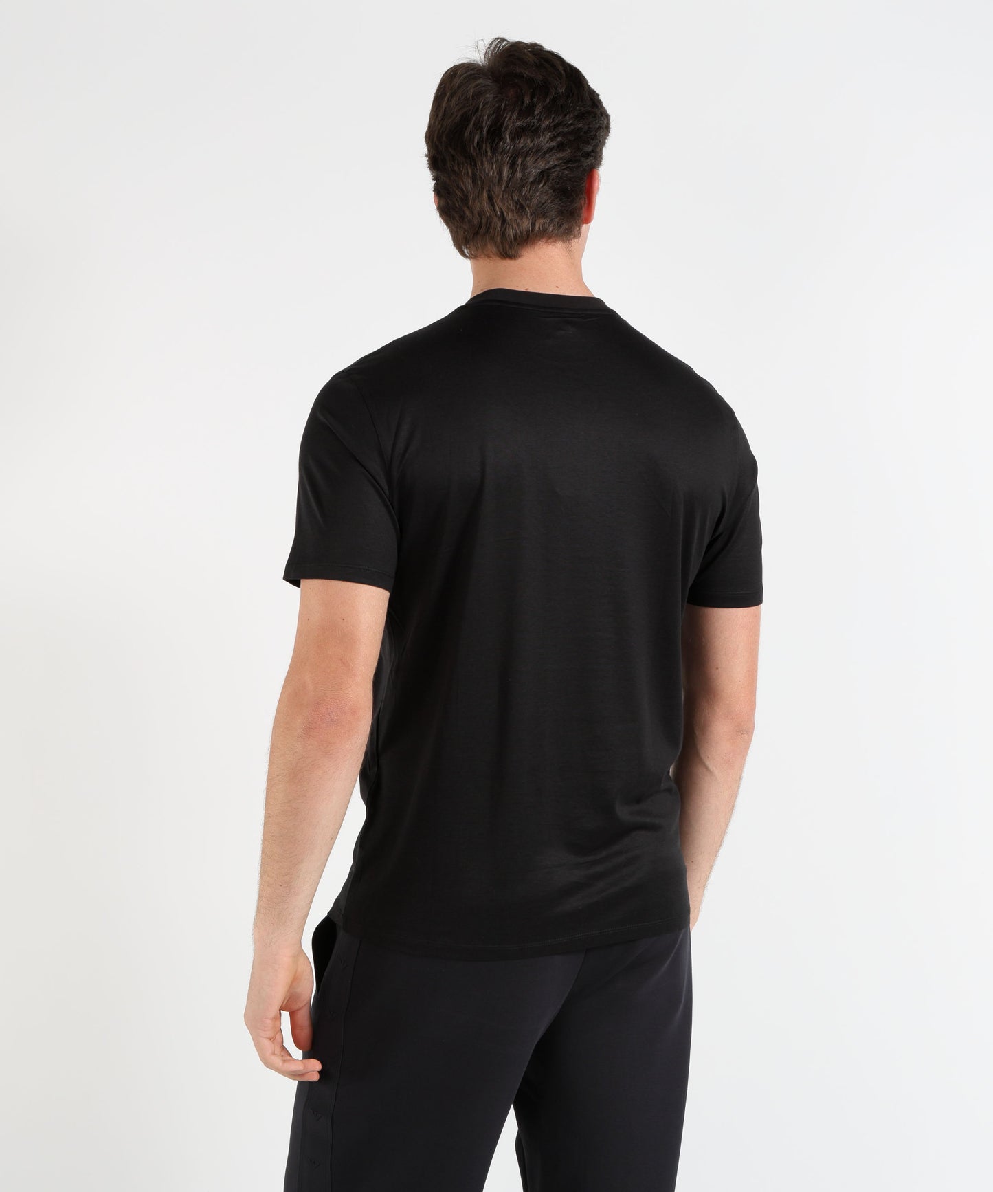 EMPORIO ARMANI Crew-neck T-shirt in lyocell-blend jersey with embossed embroidery
