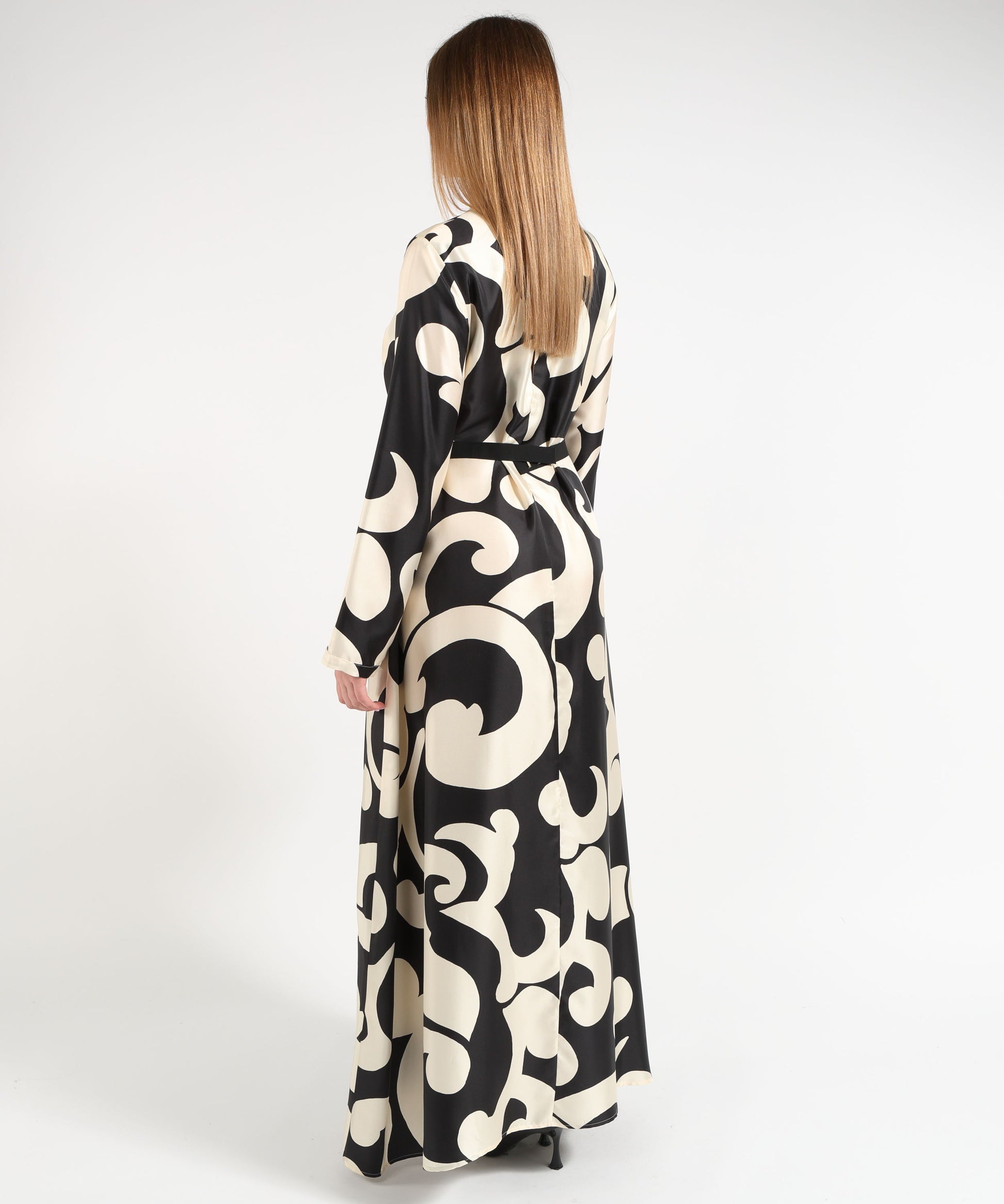 Dresses &amp; Suits CO.GO Long Silk Dress Nero/bianco | CO.GO