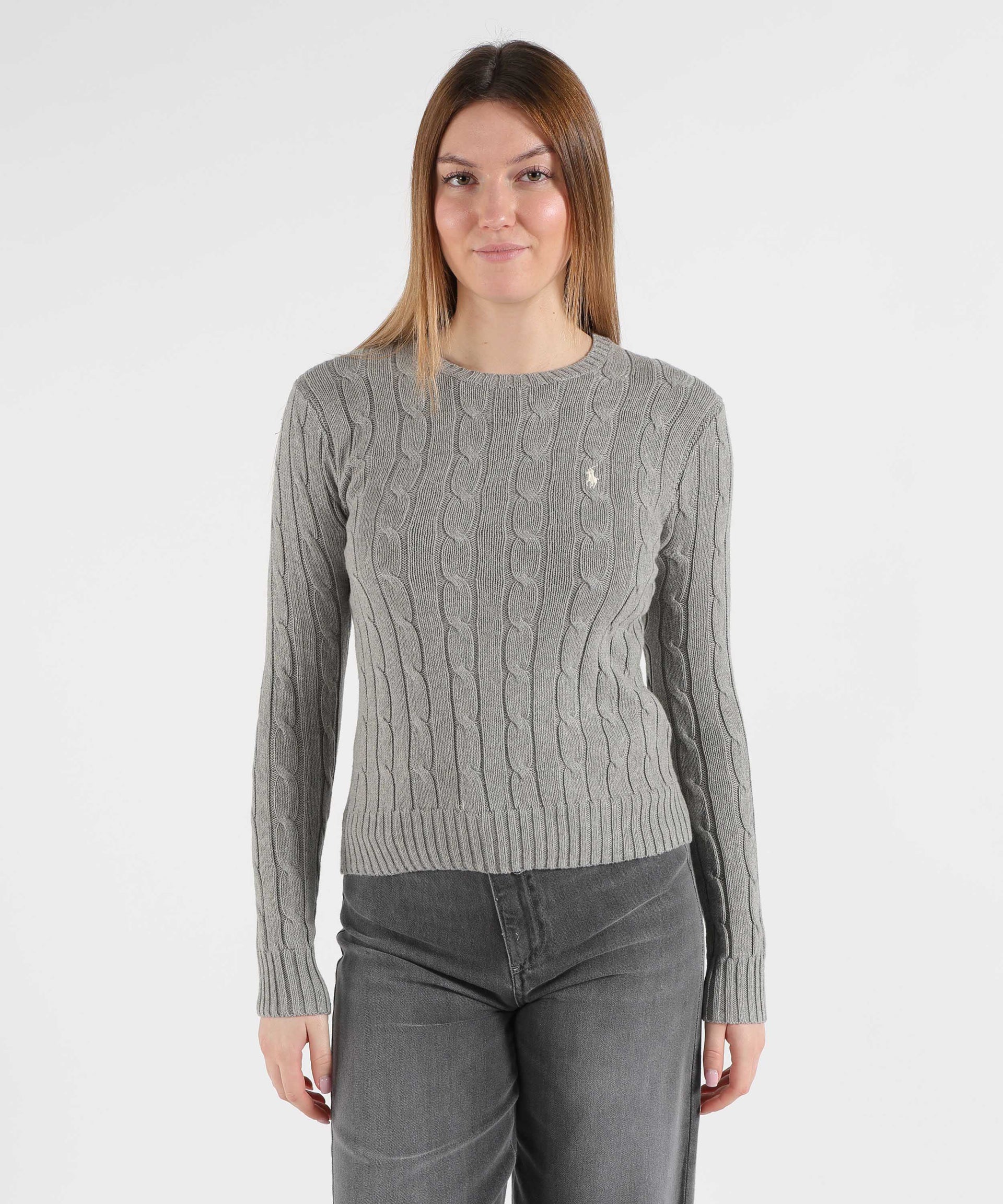 POLO RALPH LAUREN Maglione a collo a giro in cotone a trecce