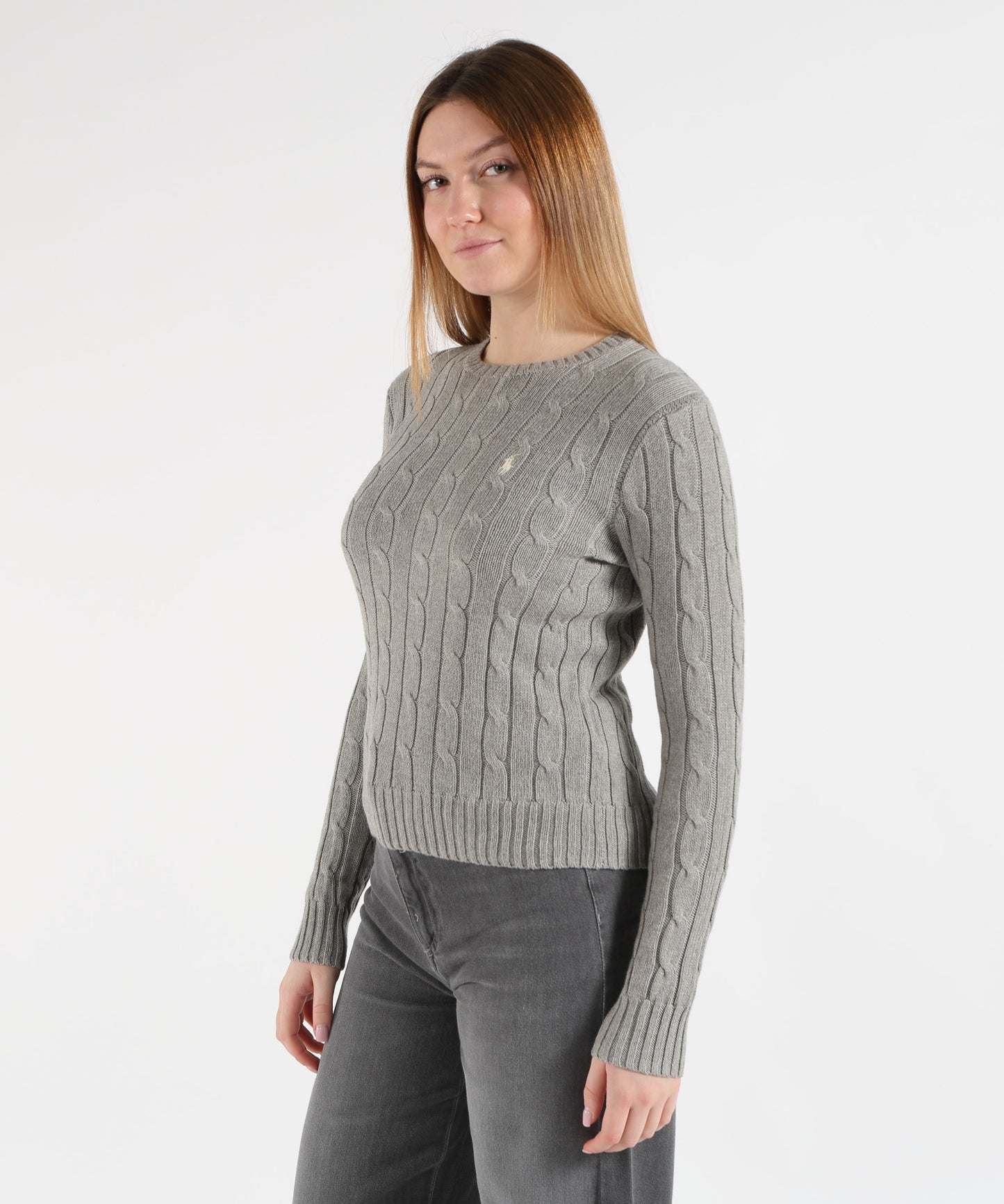 POLO RALPH LAUREN Maglione a collo a giro in cotone a trecce