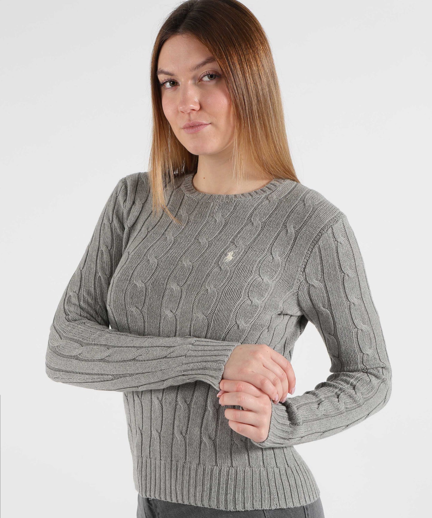 POLO RALPH LAUREN Maglione a collo a giro in cotone a trecce