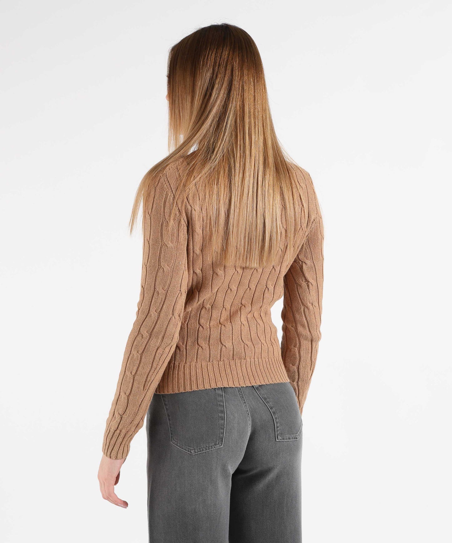 POLO RALPH LAUREN Maglione a collo a giro in cotone a trecce