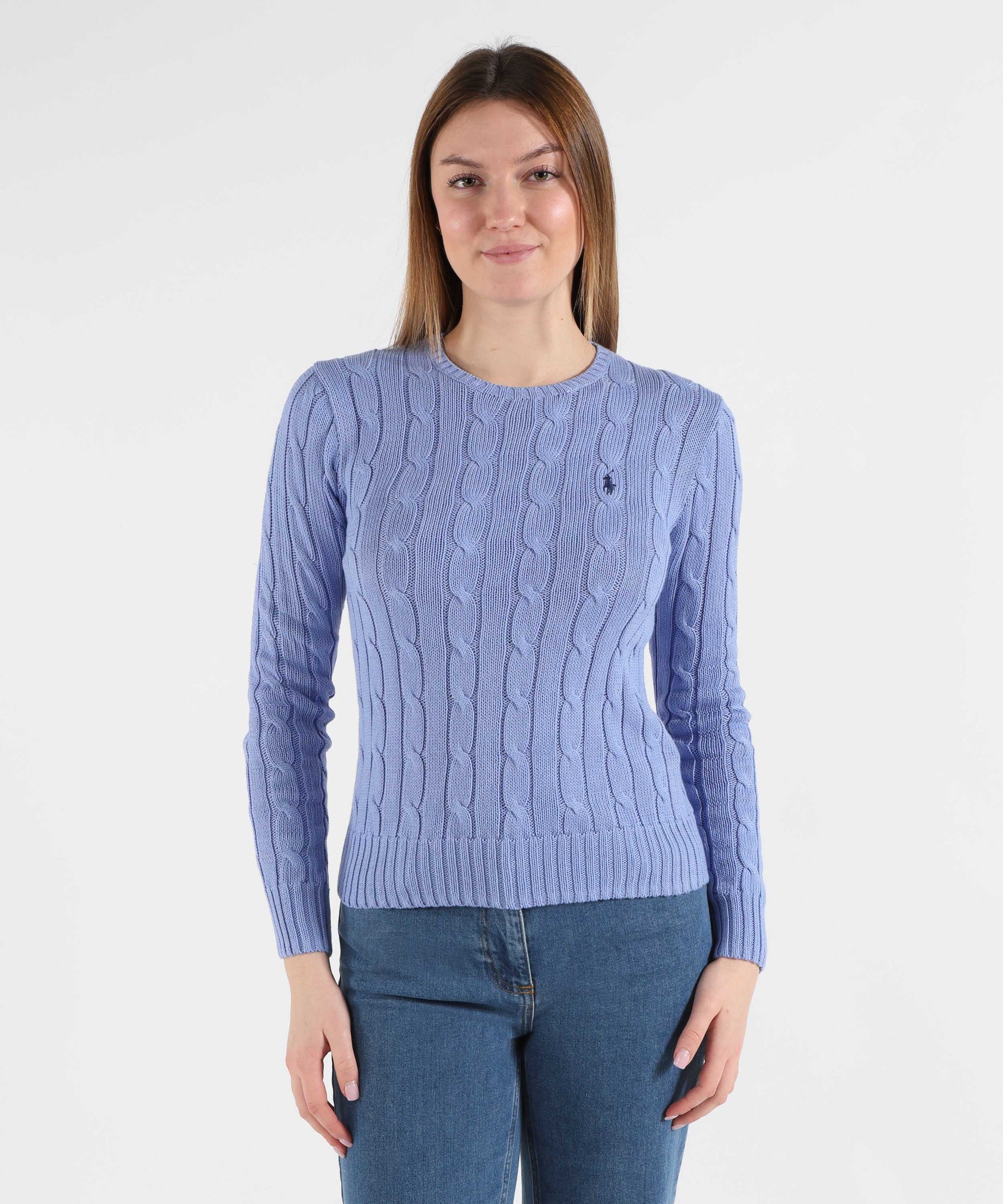 POLO RALPH LAUREN Maglione a collo a giro in cotone a trecce