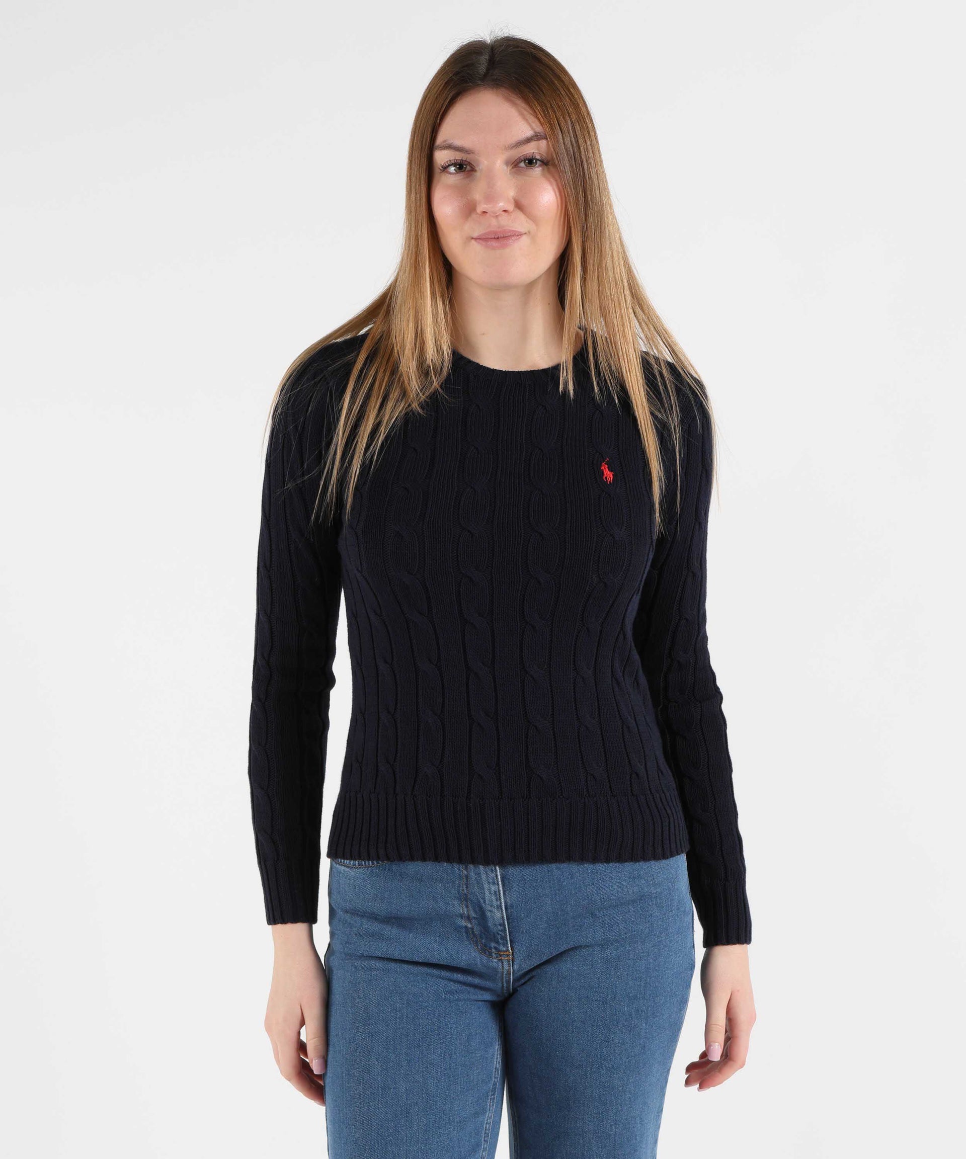 POLO RALPH LAUREN Maglione a collo a giro in cotone a trecce